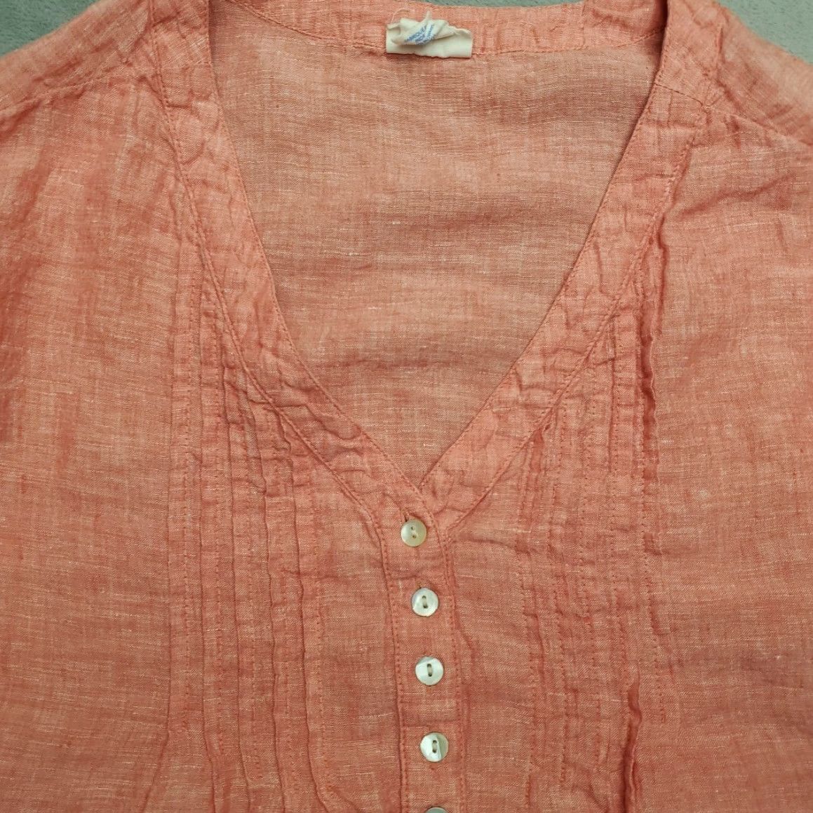 Pinko VINTAGE Sigrid Olsen Women Top 1X Pink Linen Button-Up 3/4 Sleeve Casual Classic Nature Boho Coastal Cottage Shirt Womens Size XL / US 12-14 / IT 48-50 - 3 Thumbnail
