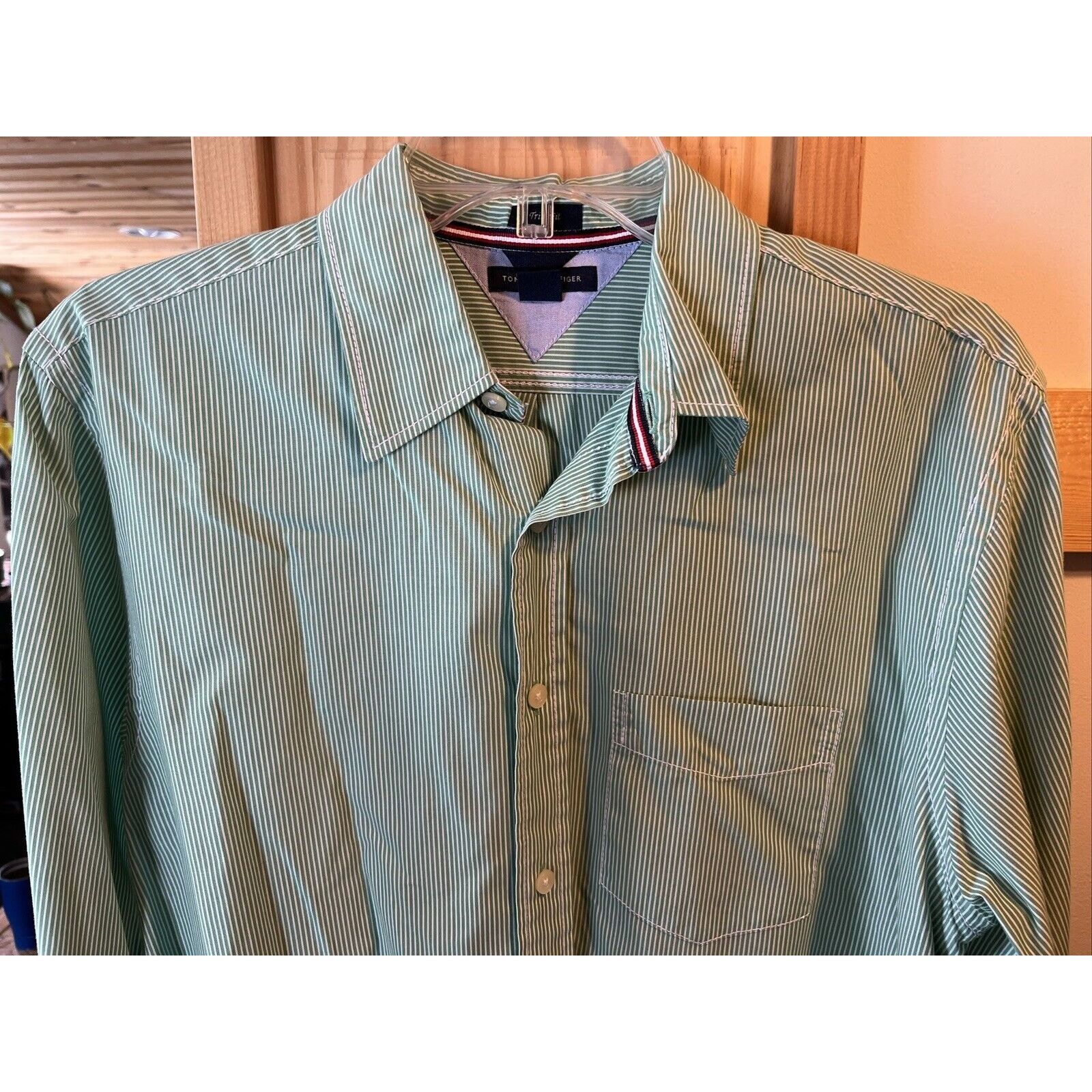 Tommy Hilfiger Tommy Hilfiger Men’s S Green Striped Trim Fit cotton Shirt Size US S / EU 44-46 / 1 - 6 Thumbnail