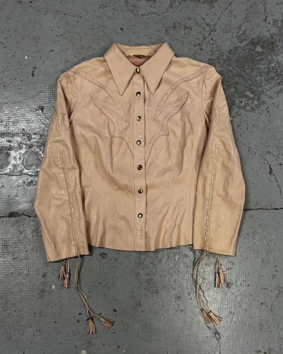 Roberto Cavalli AW2001 Roberto Cavalli Cowboy beige Leather Jacket Size XS / US 0-2 / IT 36-38 - 2 Thumbnail