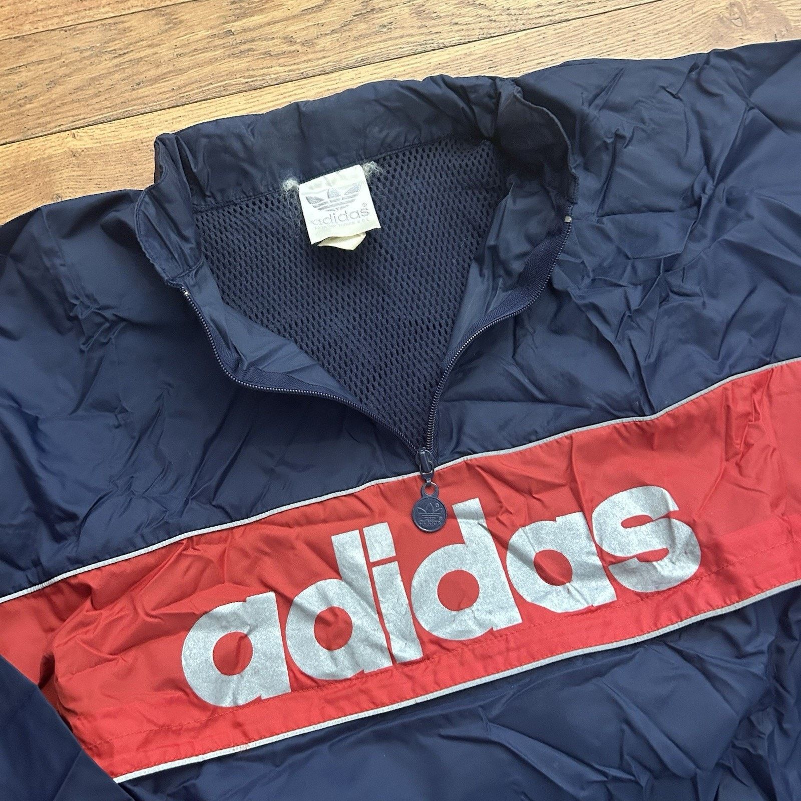 Adidas × Vintage 80s Big Logo Hideaway Hood Windbreaker Track Jacket XL Size US XL / EU 56 / 4 - 2 Thumbnail