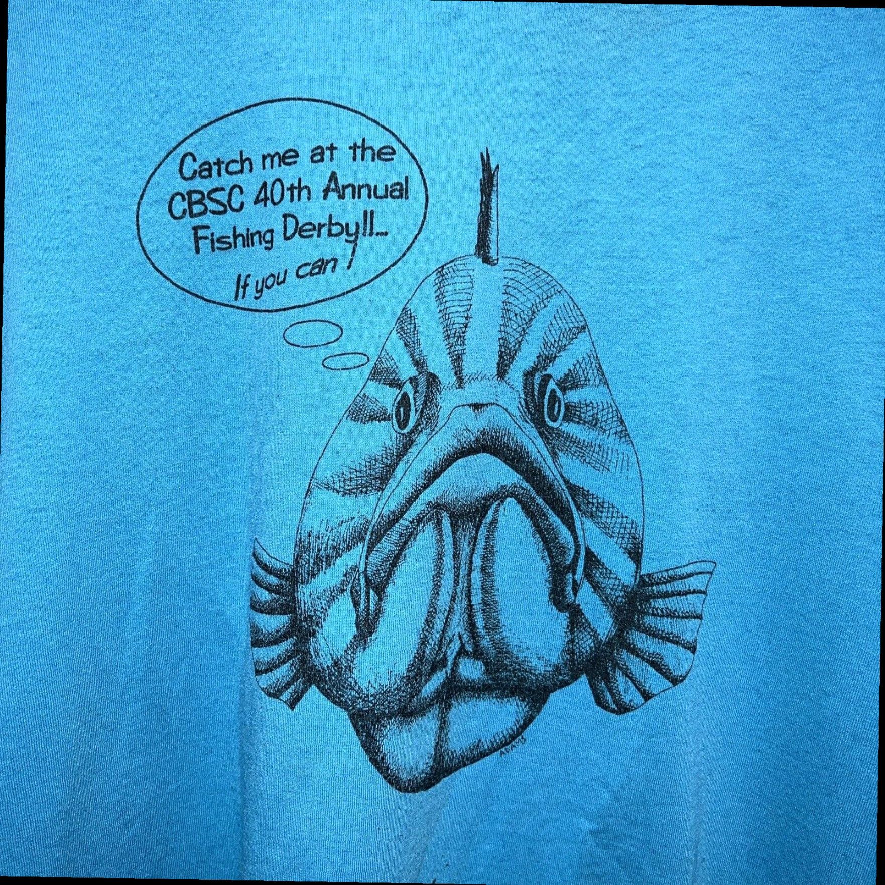 Hanes VINTAGE Hanes Stitch Blue Fish Print Single Stitch T-Shirt Adult Large Size US L / EU 52-54 / 3 - 2 Thumbnail