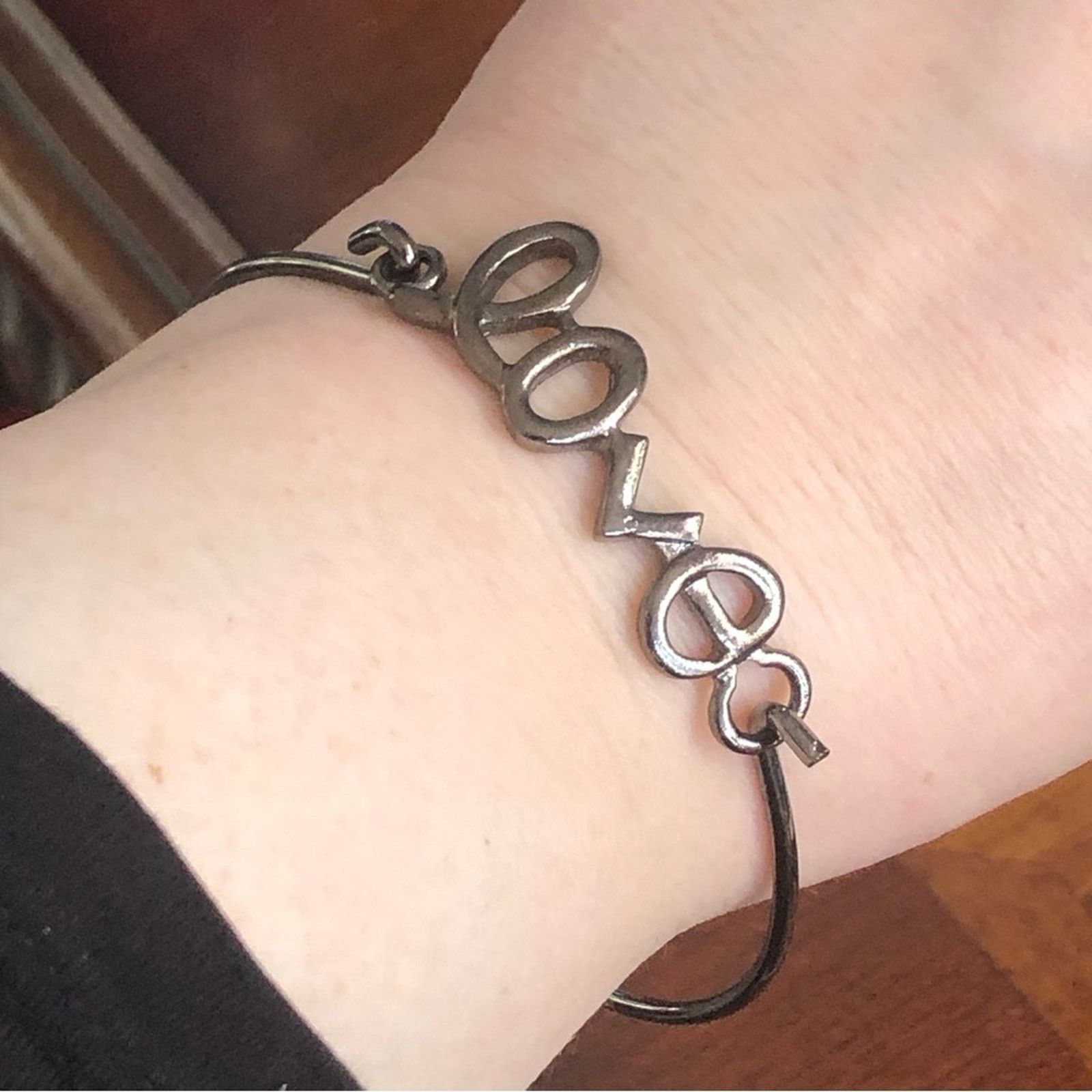 Jewelry Ladies chrome “love” bangle bracelet Size ONE SIZE - 4 Thumbnail