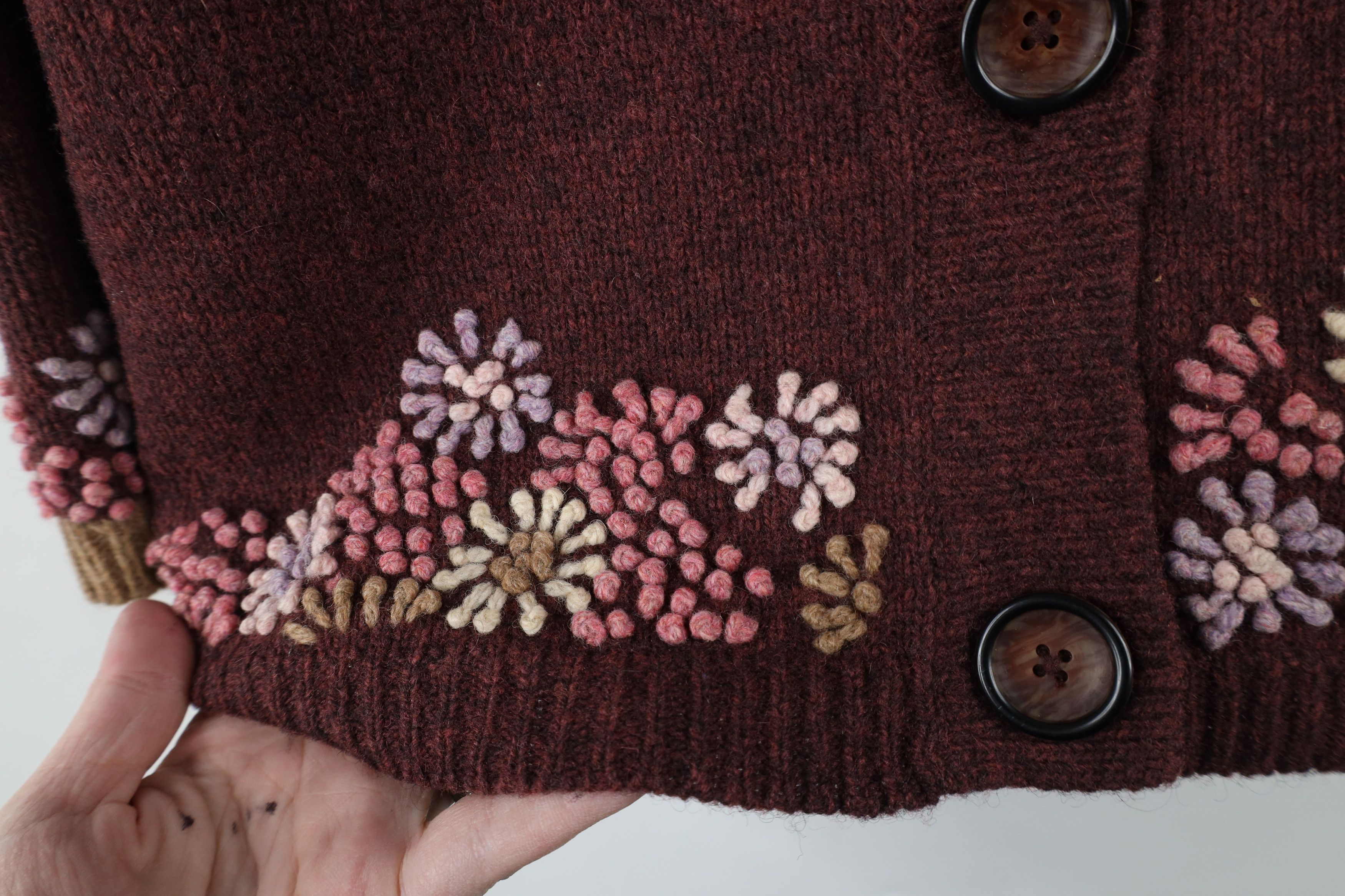 Vintage × Woolrich Woolen Mills Vintage 90s Woolrich Embroidered Flower Cardigan Sweater Size XL / US 12-14 / IT 48-50 - 5 Thumbnail