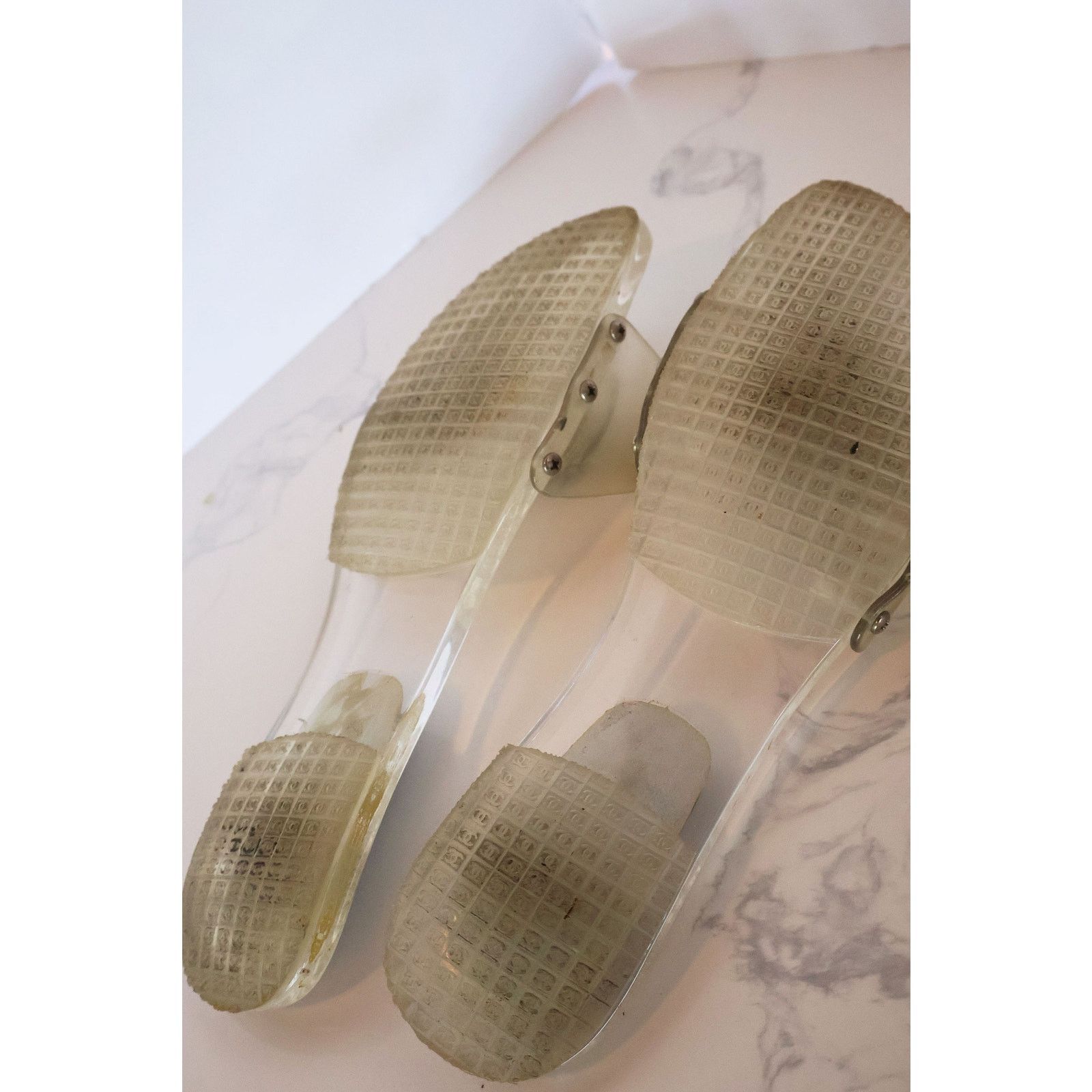 Chanel Vintage CHANEL Clear Interlocking CC Logo PVC Slides Size US 10 / IT 40 - 8 Thumbnail
