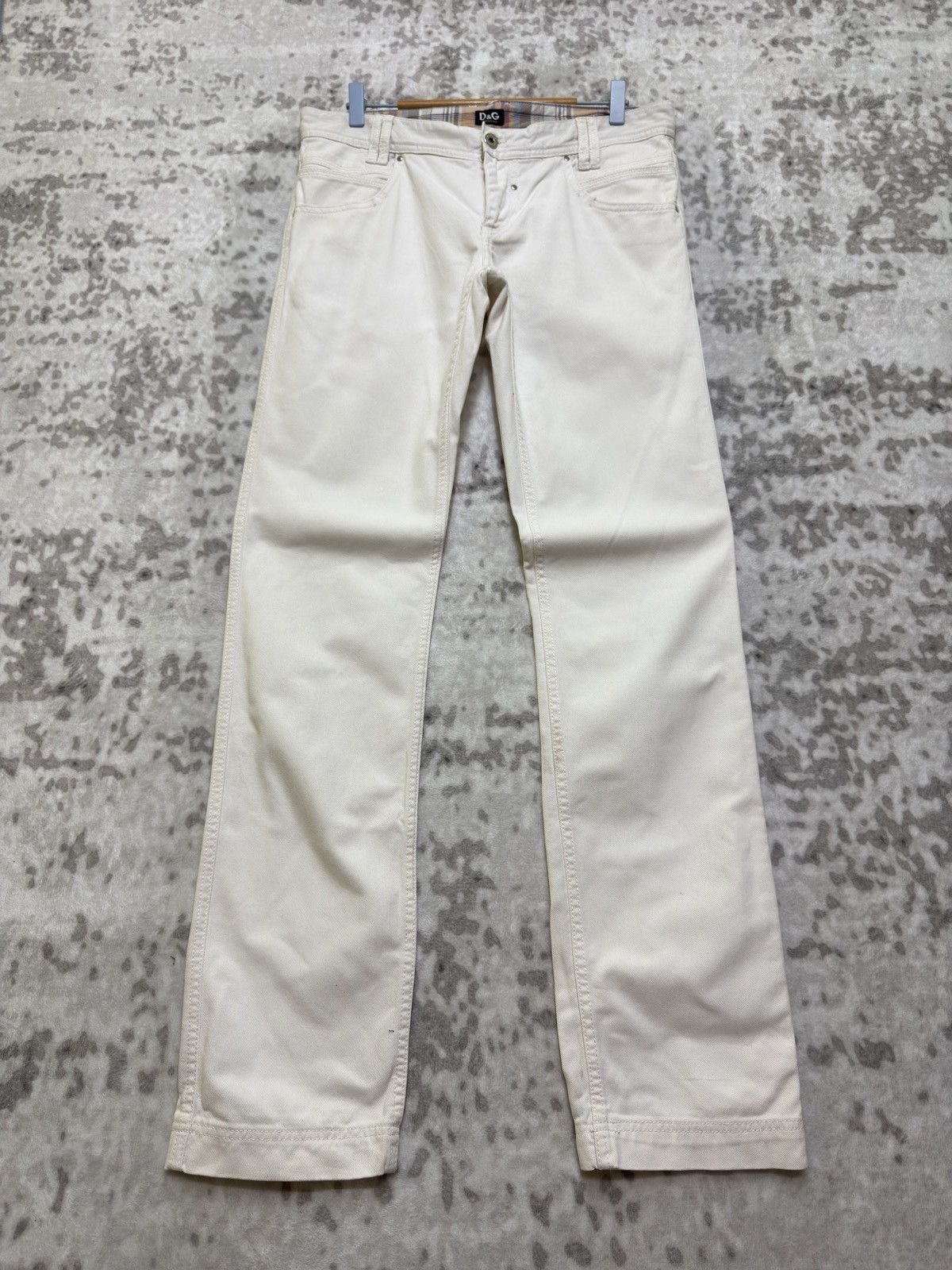 Dolce & Gabbana Vintage Dolce & Gabbana White Straight-Leg Jeans D&G Patch Size US 33 - 2 Thumbnail