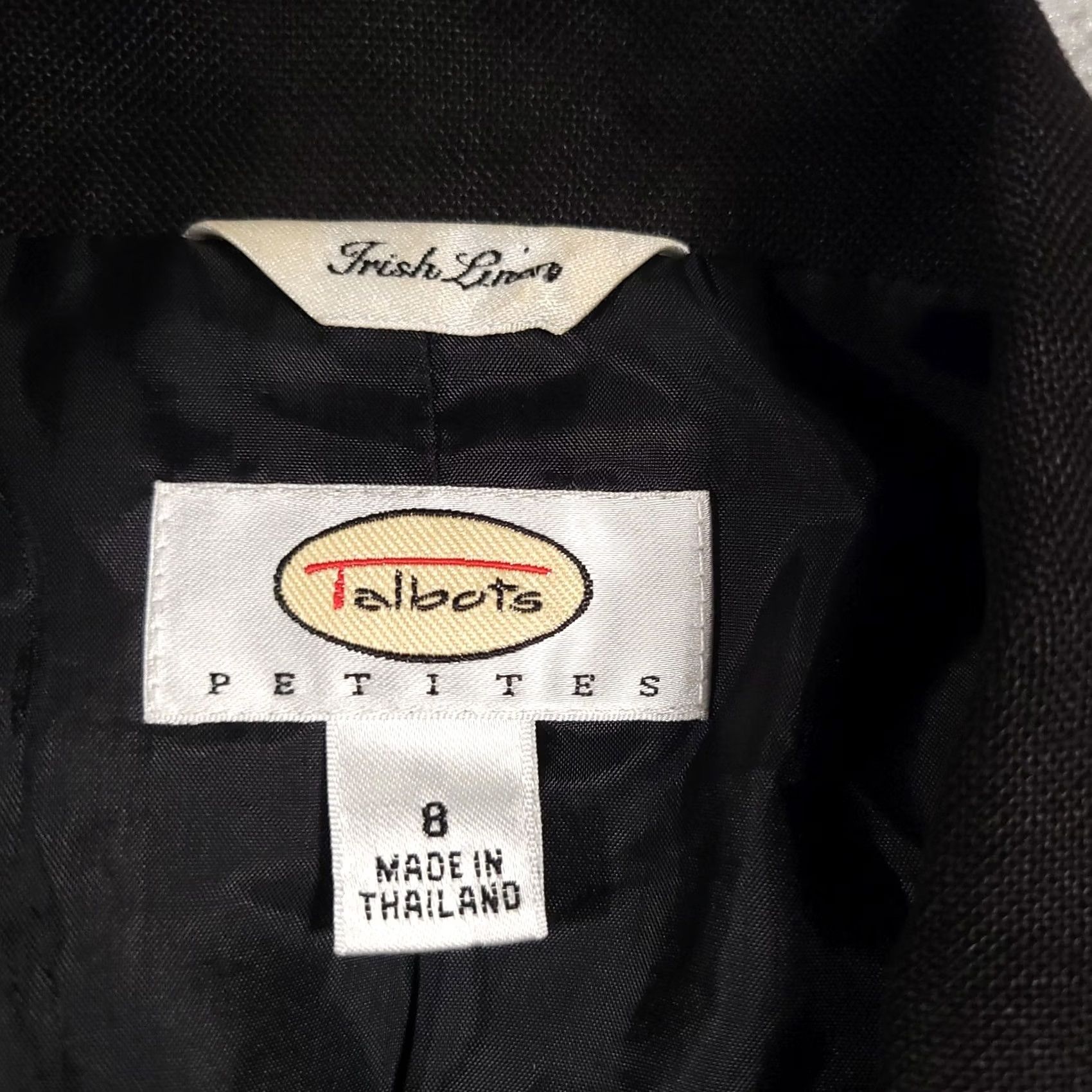 Talbots VINTAGE Talbots Blazer Womens 8 Black Linen Petite Button Front Career Jacket Pockets Size M / US 6-8 / IT 42-44 - 7 Thumbnail