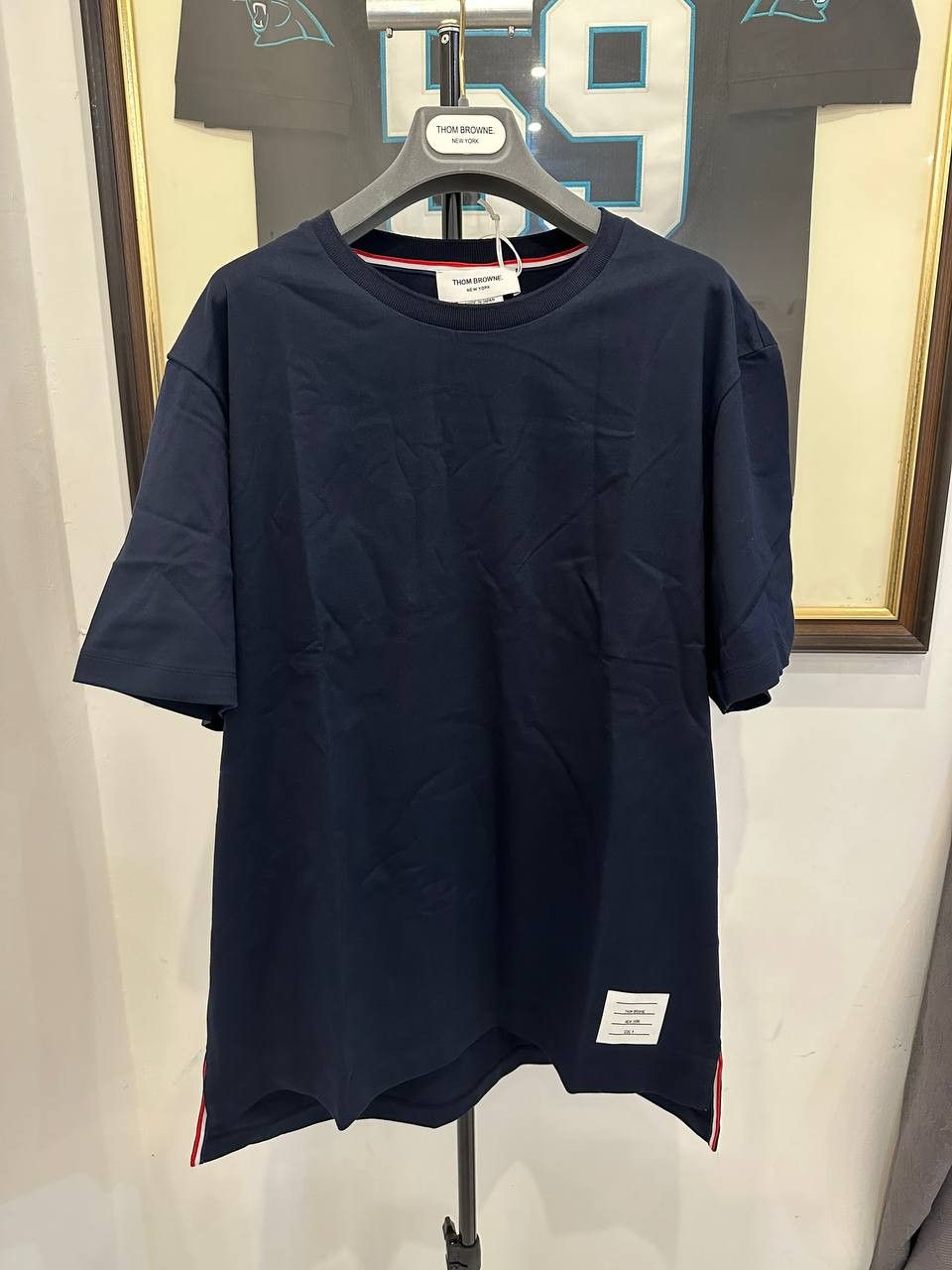 Image of Thom Browne Short Sleeve T-Shirt in Navy, Men's (Size XL)