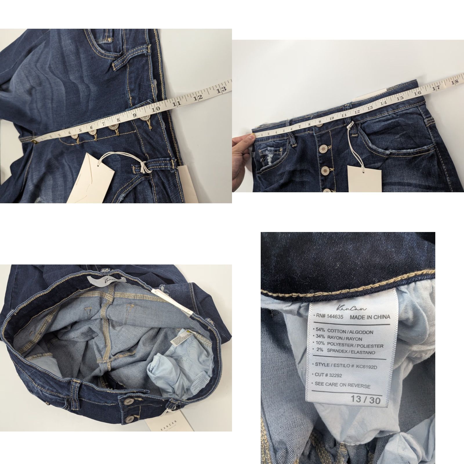 Vintage NWT KanCan Jeans High Rise Skinny Size 13/30 Distressed Button Fly Women Juniors Blue KC6192D Size 34" / US 12 / IT 48 - 8 Thumbnail
