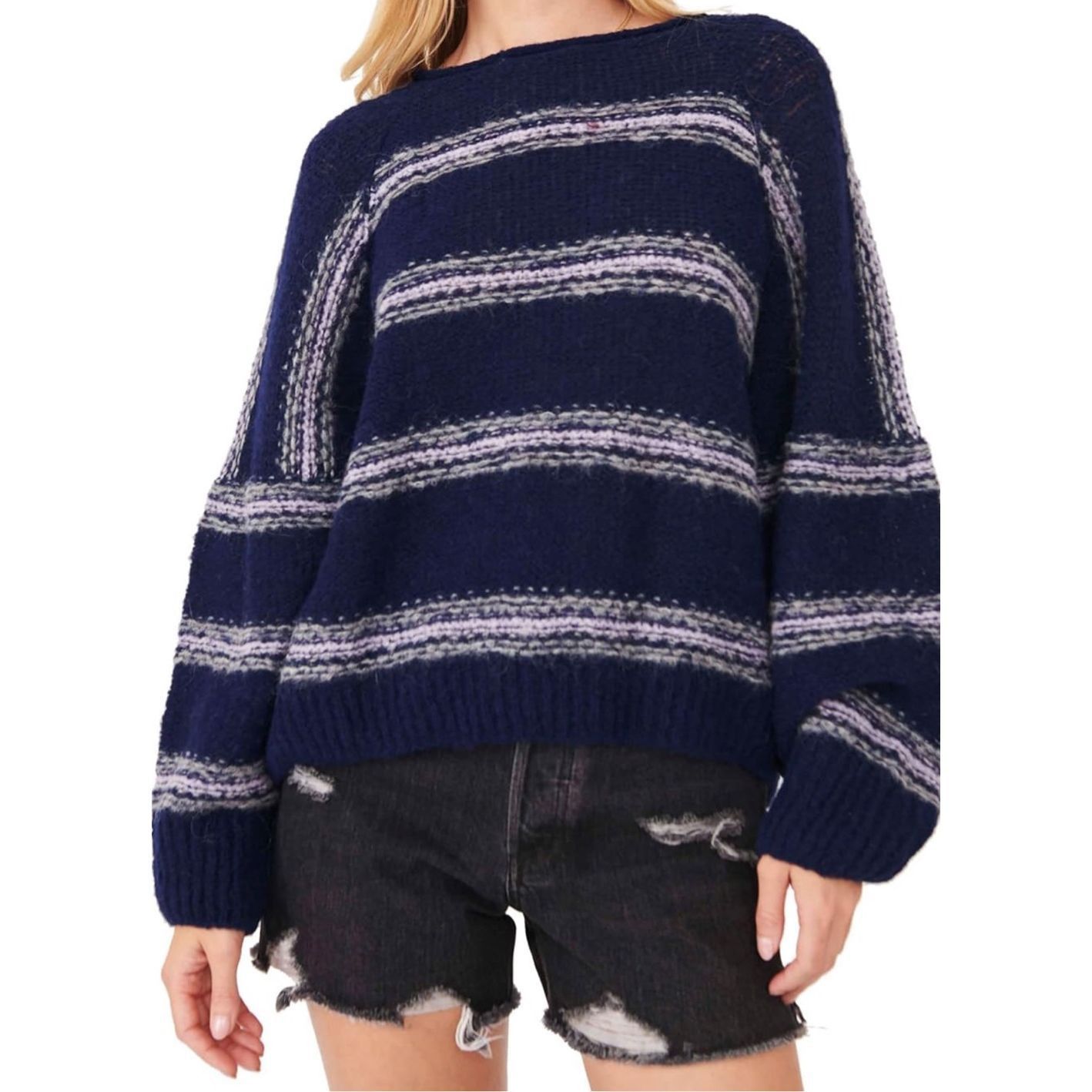 Free People Free People Hockley Stripe oversized alpaca blend Sweater sz XS Size XS / US 0-2 / IT 36-38 - 1 Thumbnail