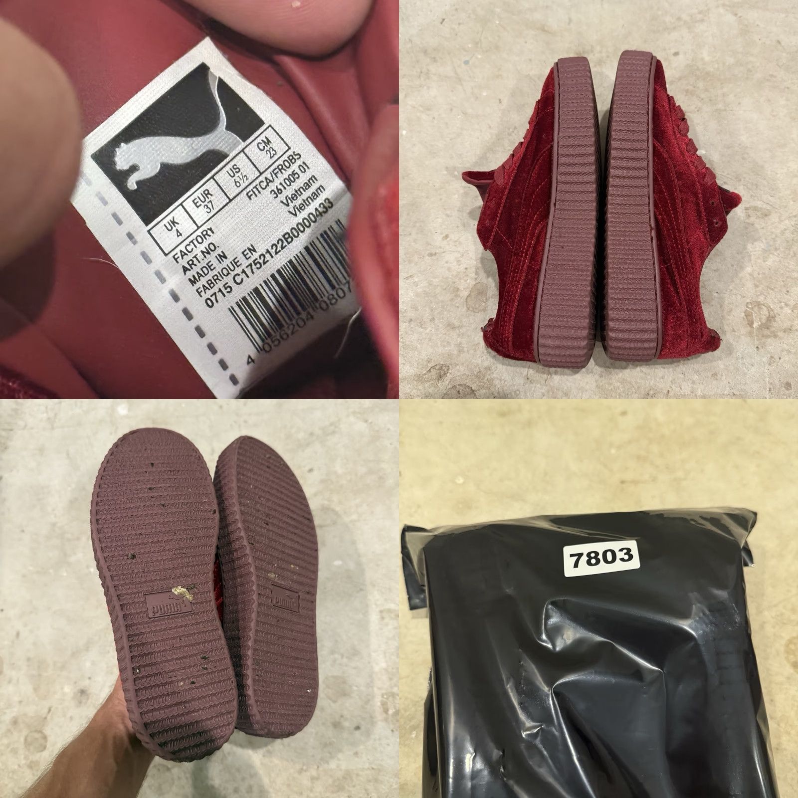 Puma VINTAGE PUMA Fenty by Rihanna Suede Platform Sneakers Creepers Burgundy Red Womens 6.5 US Size US 4 / IT 34 - 8 Thumbnail
