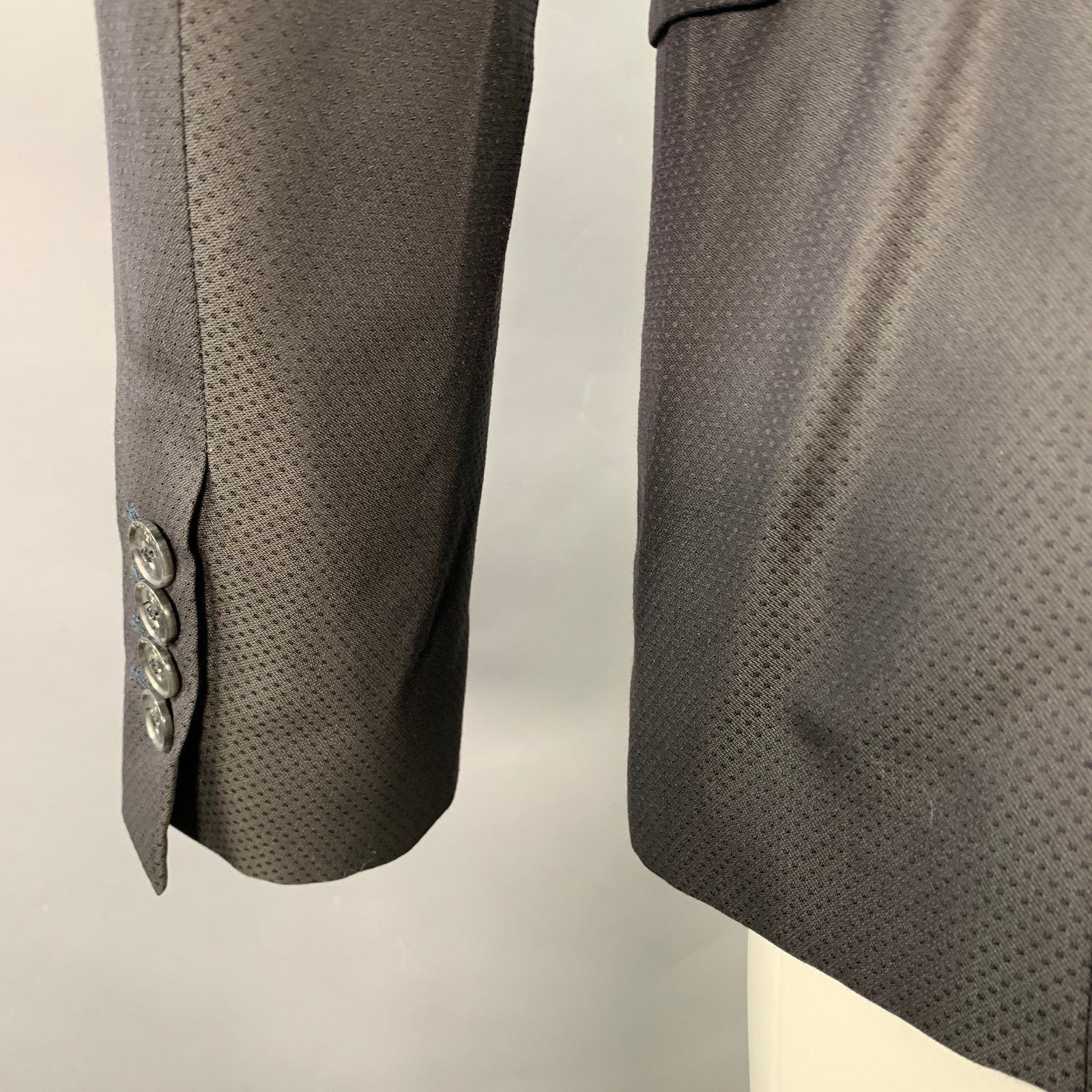 John Richmond Size 38 Black Nailhead Wool Blend Notch Lapel Sport Coat Size 38R - 6 Thumbnail