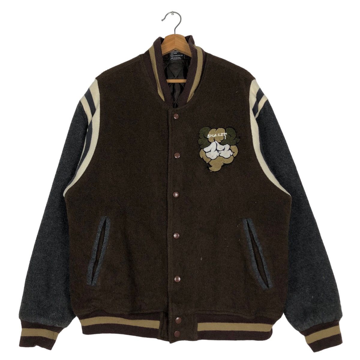 🔥 Vintage Varsity Bomber Jacket Snezzy Japan Big Logo