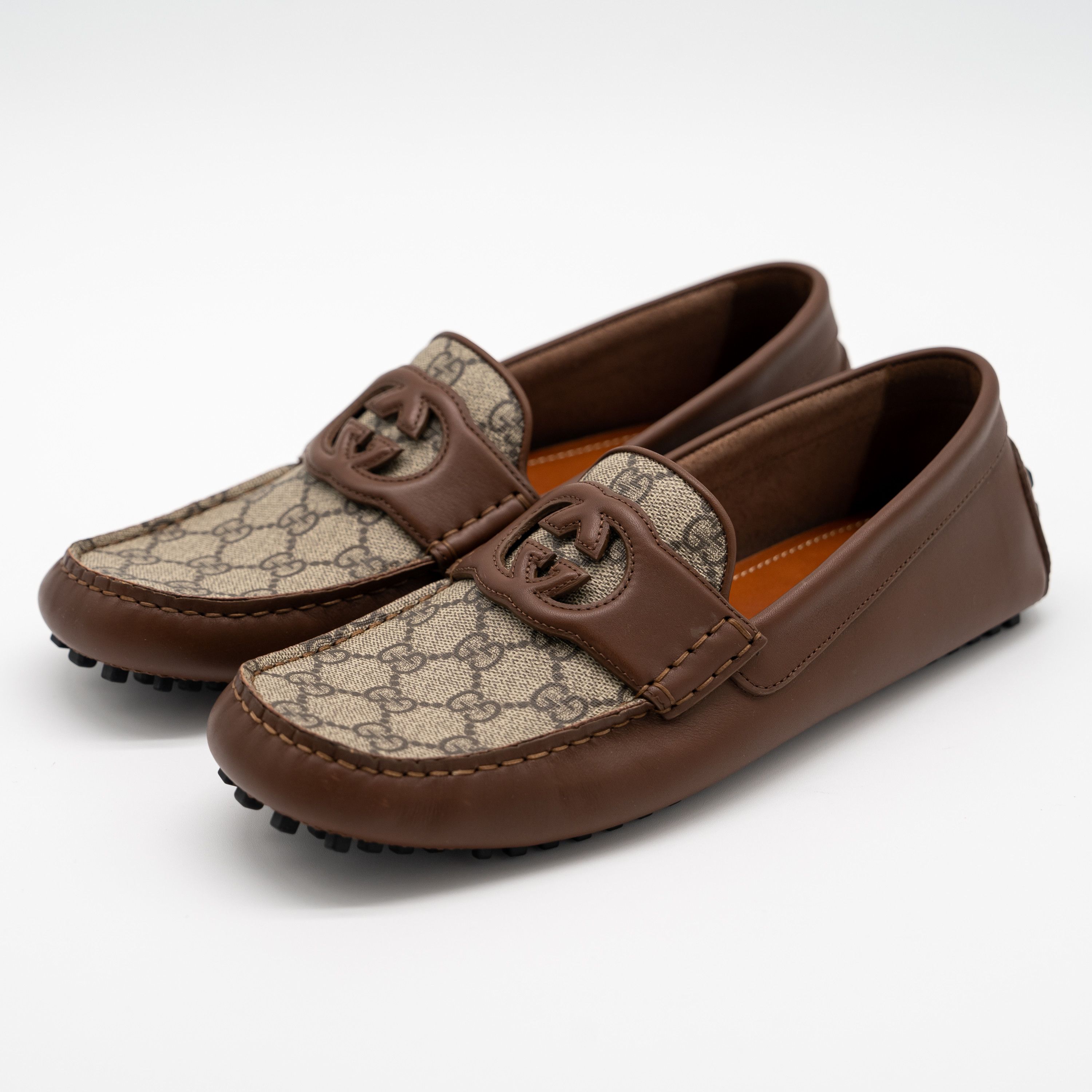 Gucci Gucci GG Leather Moccasin Driver Brown Loafers Leather Size US 9 / EU 42 - 1 Thumbnail