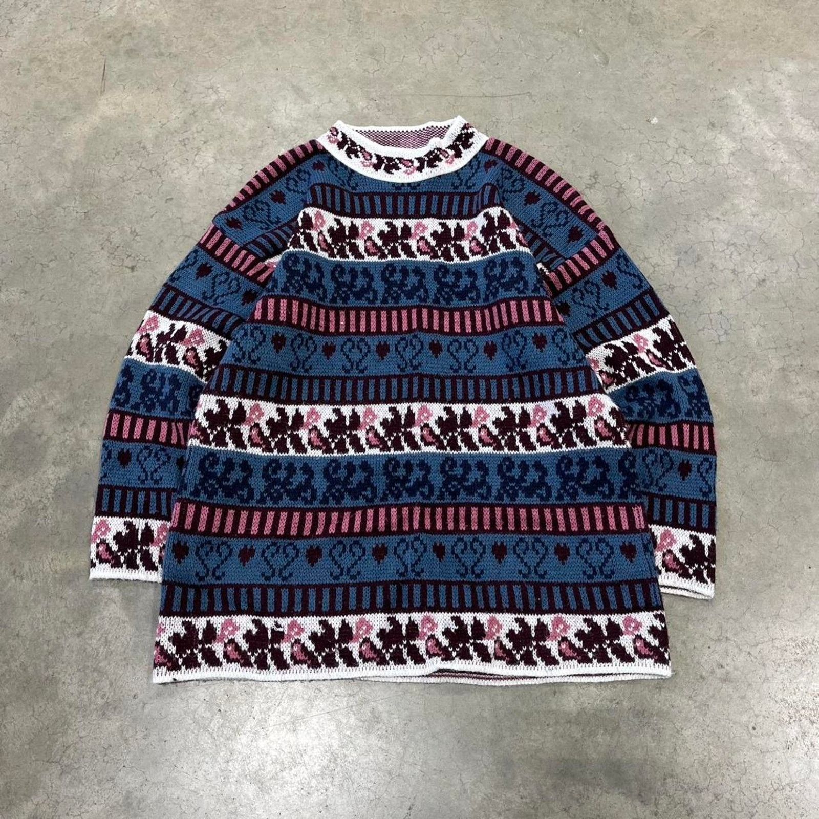 Vintage Vintage 90s aztec cable knti sweater Size M / US 6-8 / IT 42-44 - 1 Thumbnail