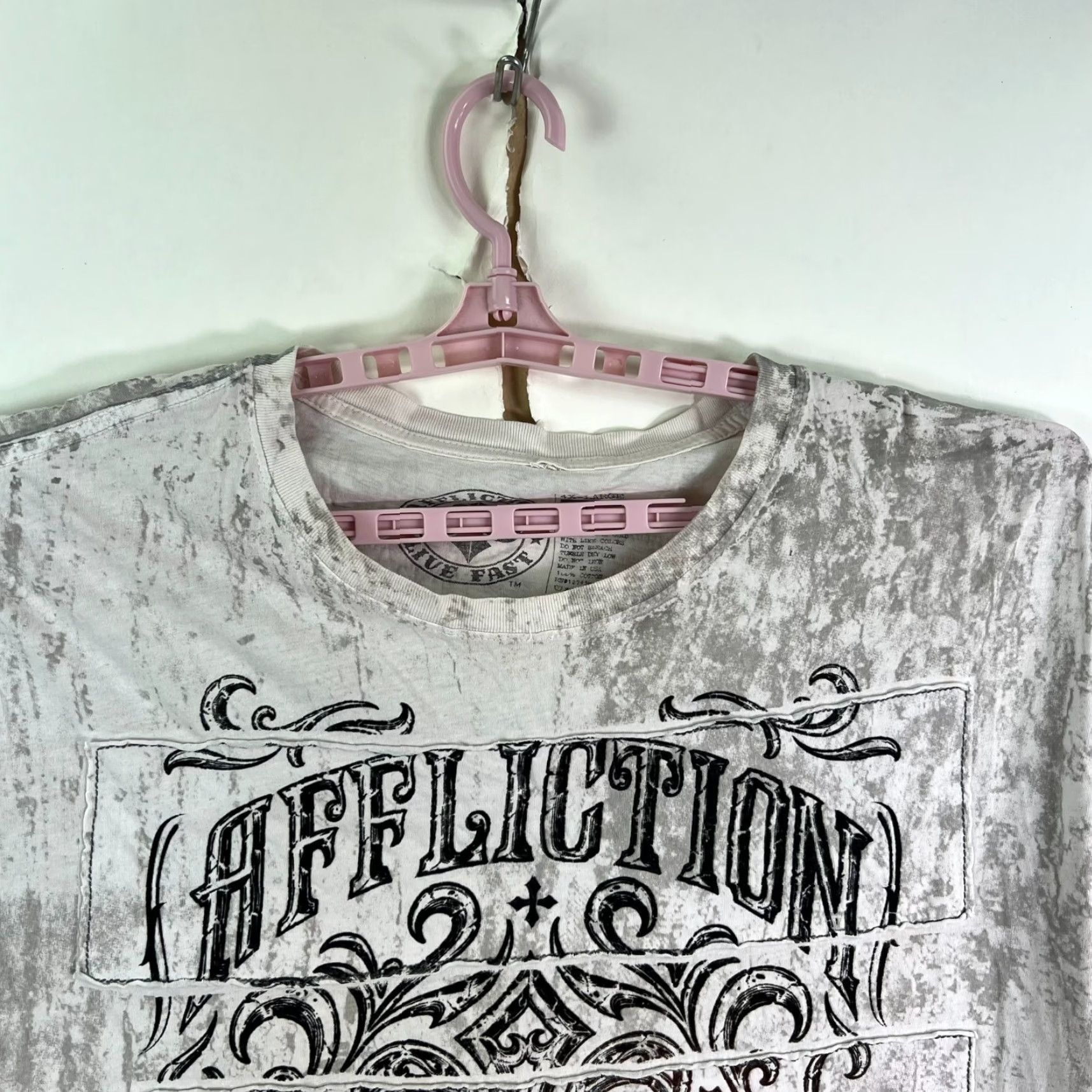 Affliction Affliction Live Fast Graphic T-Shirt Men 4XL White Blue Angels Stitch Biker Designer Skull Size US XXL / EU 58 / 5 - 3 Thumbnail