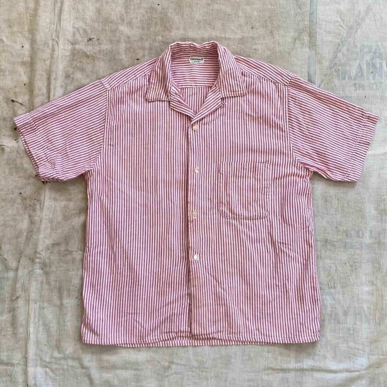 image of Vintage 50S Seersucker Loop Collar Shirt in Red, Men's (Size Medium)
