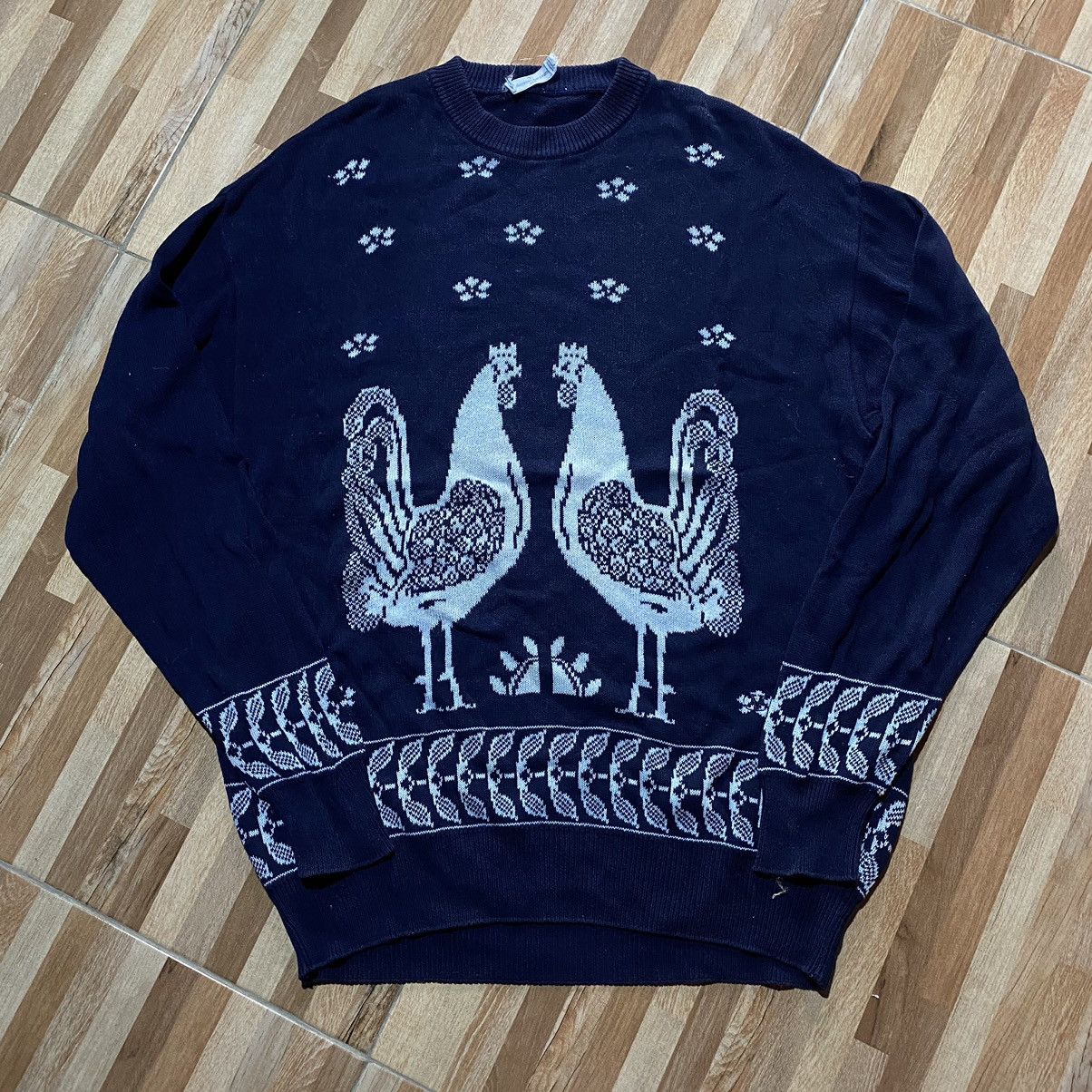 image of Italian Designers Valentino Garavani "roaster" Logo Knit Wool 100% in Blue, Men's (Size Large)