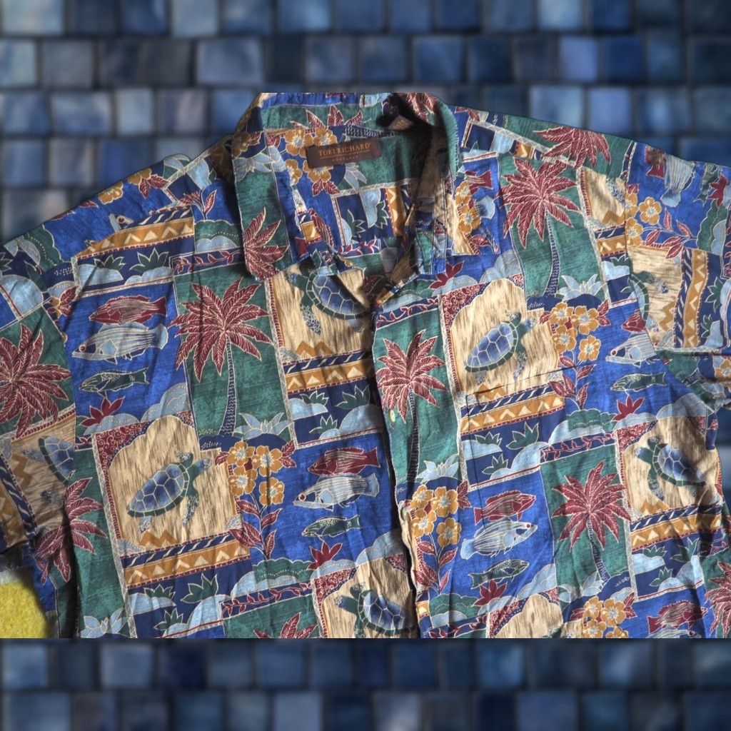 Tori Richard VINTAGE Tori Richard Honolulu Cotton Fish Turtle Hawaiian Camp Pocket Shirt Mens 2XL XXL Size US XXL / EU 58 / 5 - 1 Thumbnail