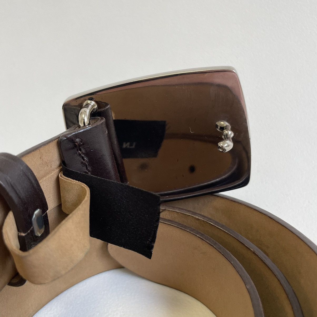 Prada Mid 2000s Western Plaque Buckle Belt Size 30 - 8 Thumbnail