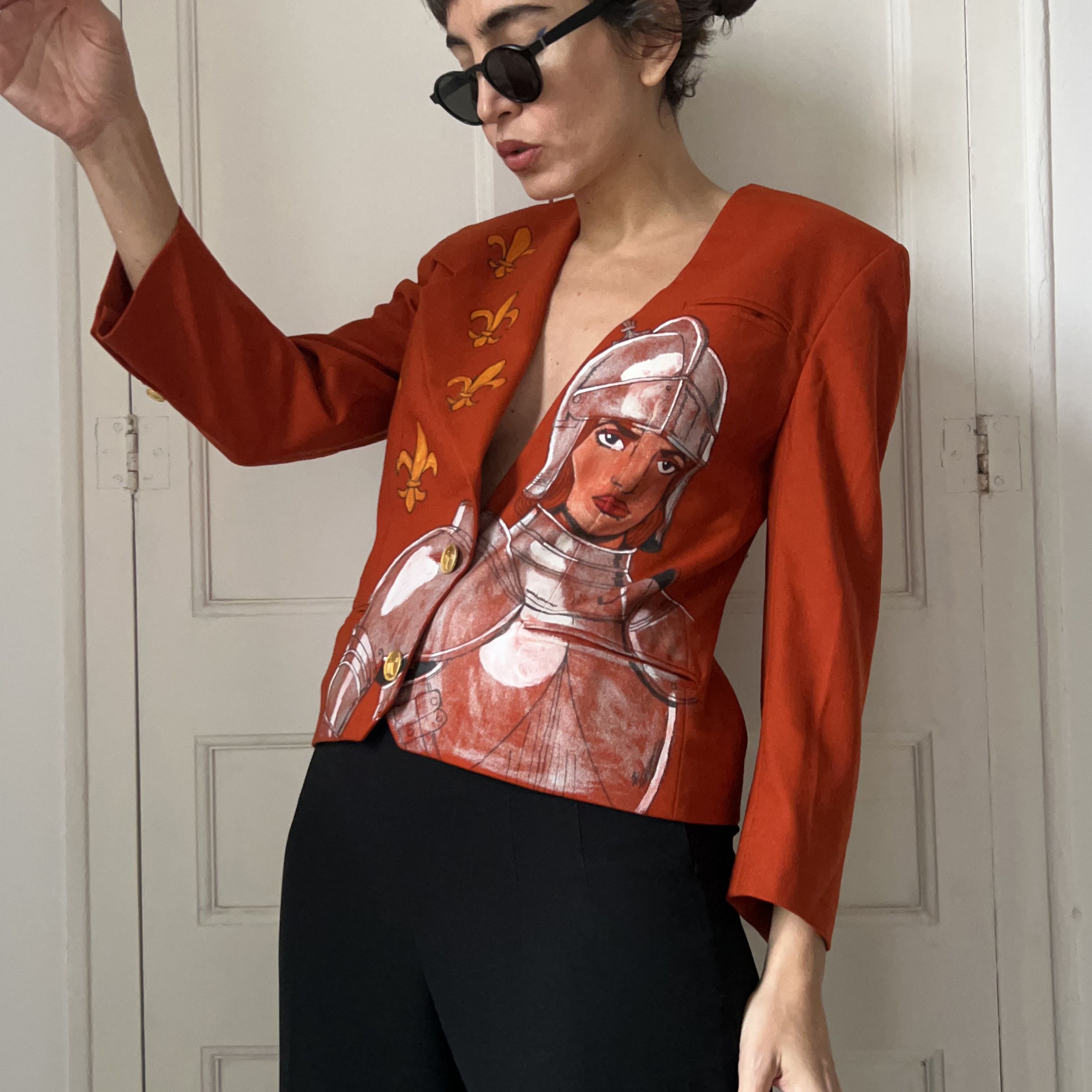 Custommade Hand Painted Joan of Arc Wool Blazer Size M / US 6-8 / IT 42-44 - 5 Thumbnail
