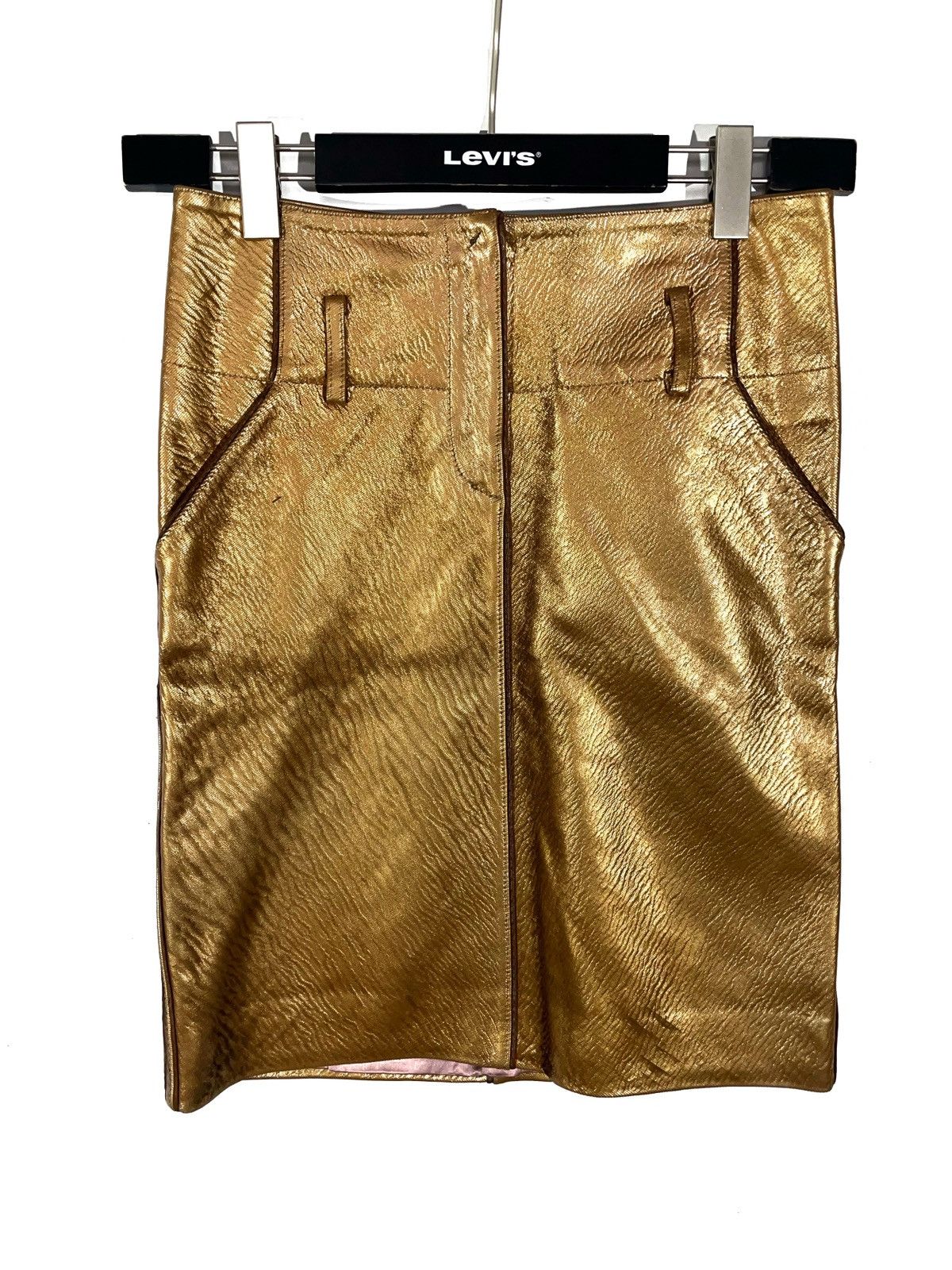 Fendi Fendi Gold Leather Skirt Size 40 Made in Italy Luxury Style Size 27" / US 4 / IT 40 - 1 Thumbnail