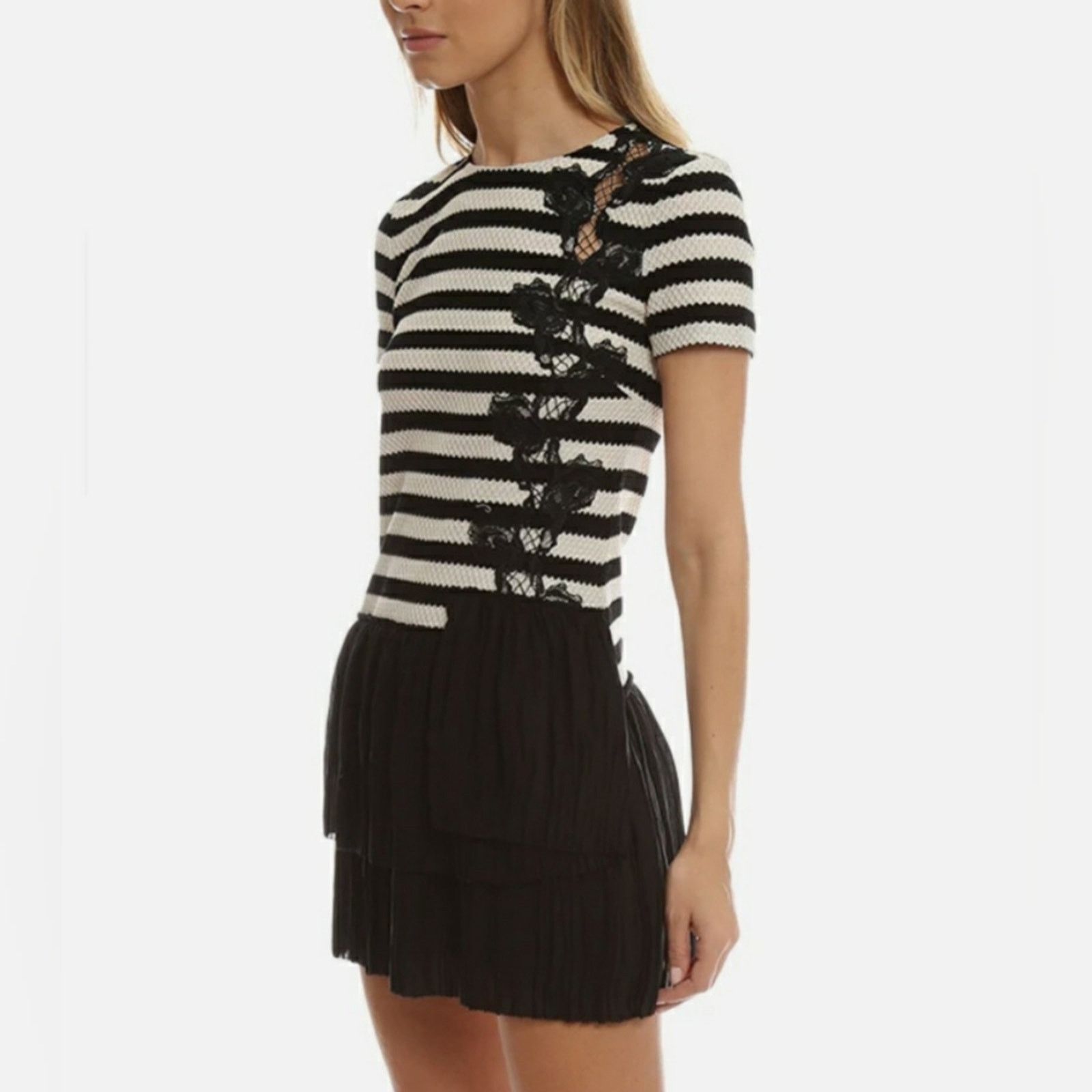 image of Euc Thakoon Black And White Cotton/silk Midi Dress. Size 0, Women's