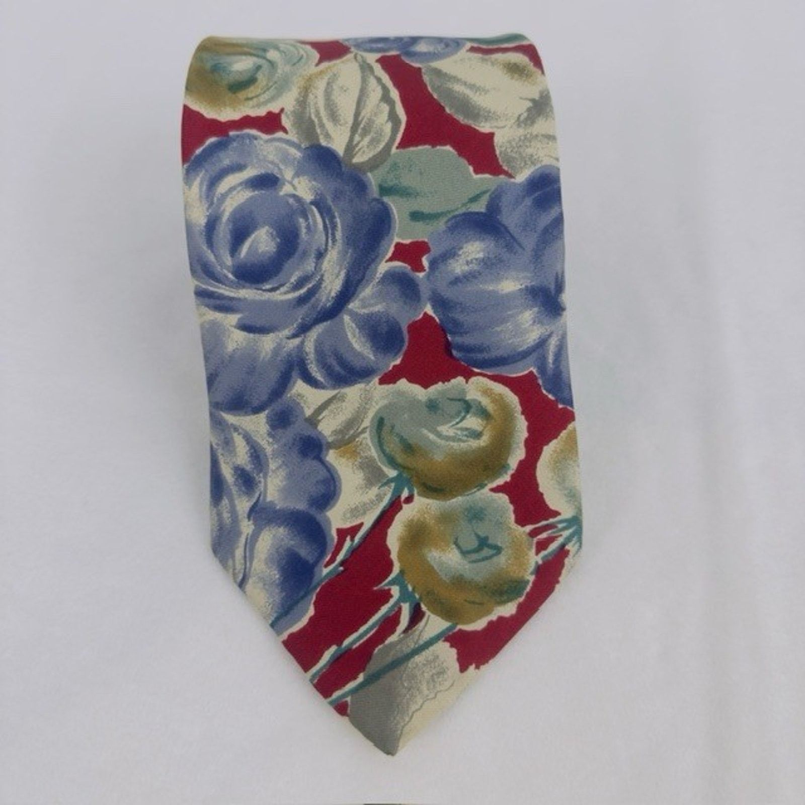 Van Heusen Van Heusen 417 Necktie Red/Blue/Green Floral Silk Preppy Size ONE SIZE - 8 Thumbnail