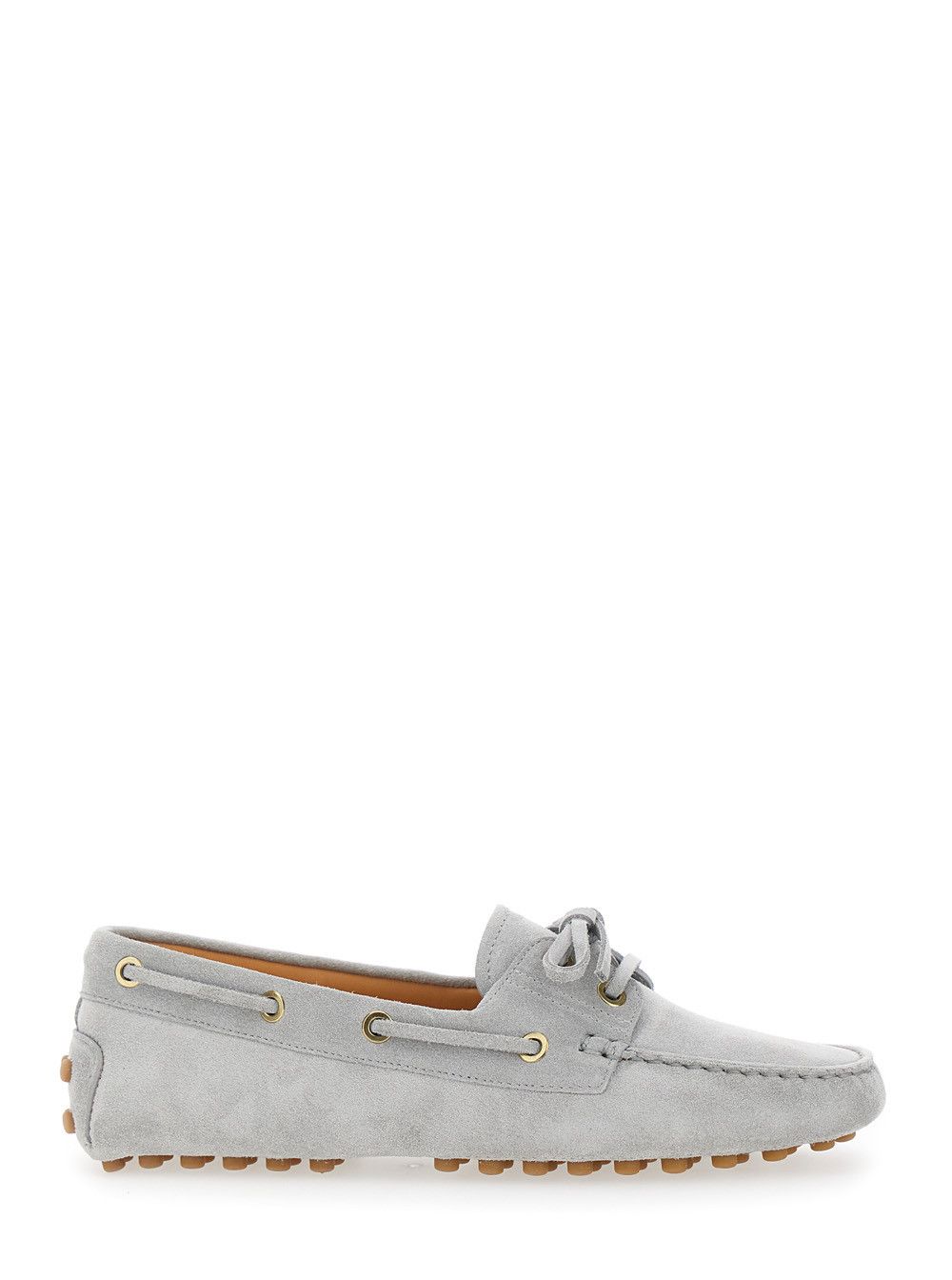 Tod's Tod's Grey Loafers with Rounded Toe and Laces on the Front in Leather for Women Size US 8 / IT 38 - 1 Thumbnail