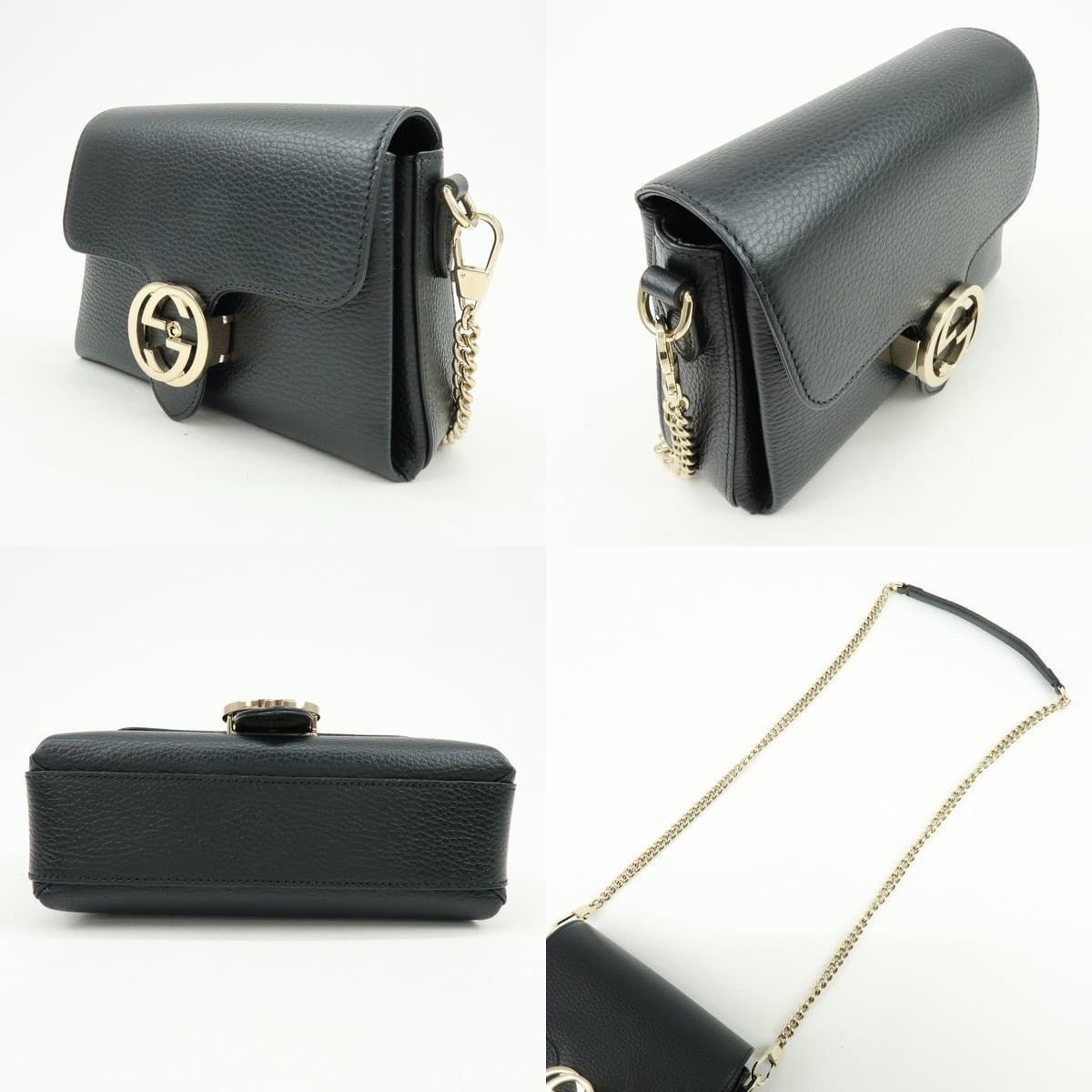 Gucci Gucci Interlocking G Flap Bag Calfskin Shoulder Black Size ONE SIZE - 3 Thumbnail