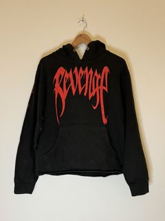 Revenge hoodie red hot sale and black