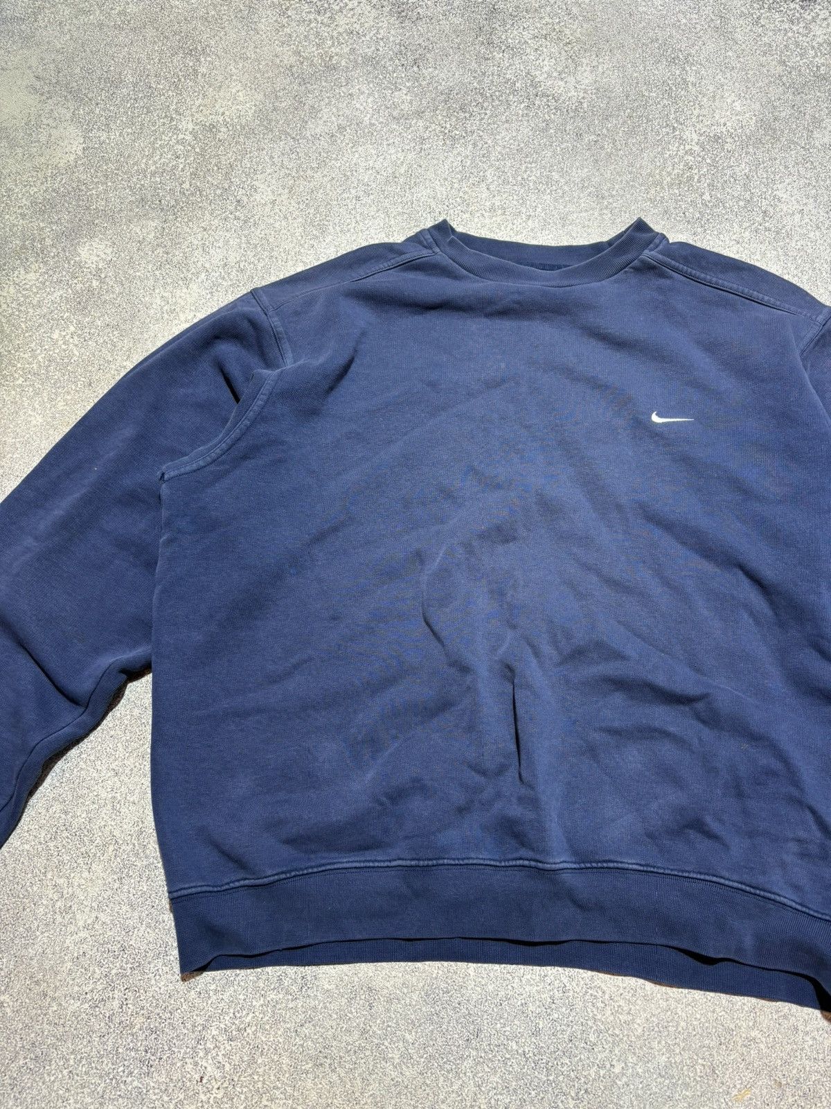 Nike × Vintage 90s Nike Vintage Blue Sweatshirt Drill Small Swoosh size M Size US M / EU 48-50 / 2 - 9 Thumbnail