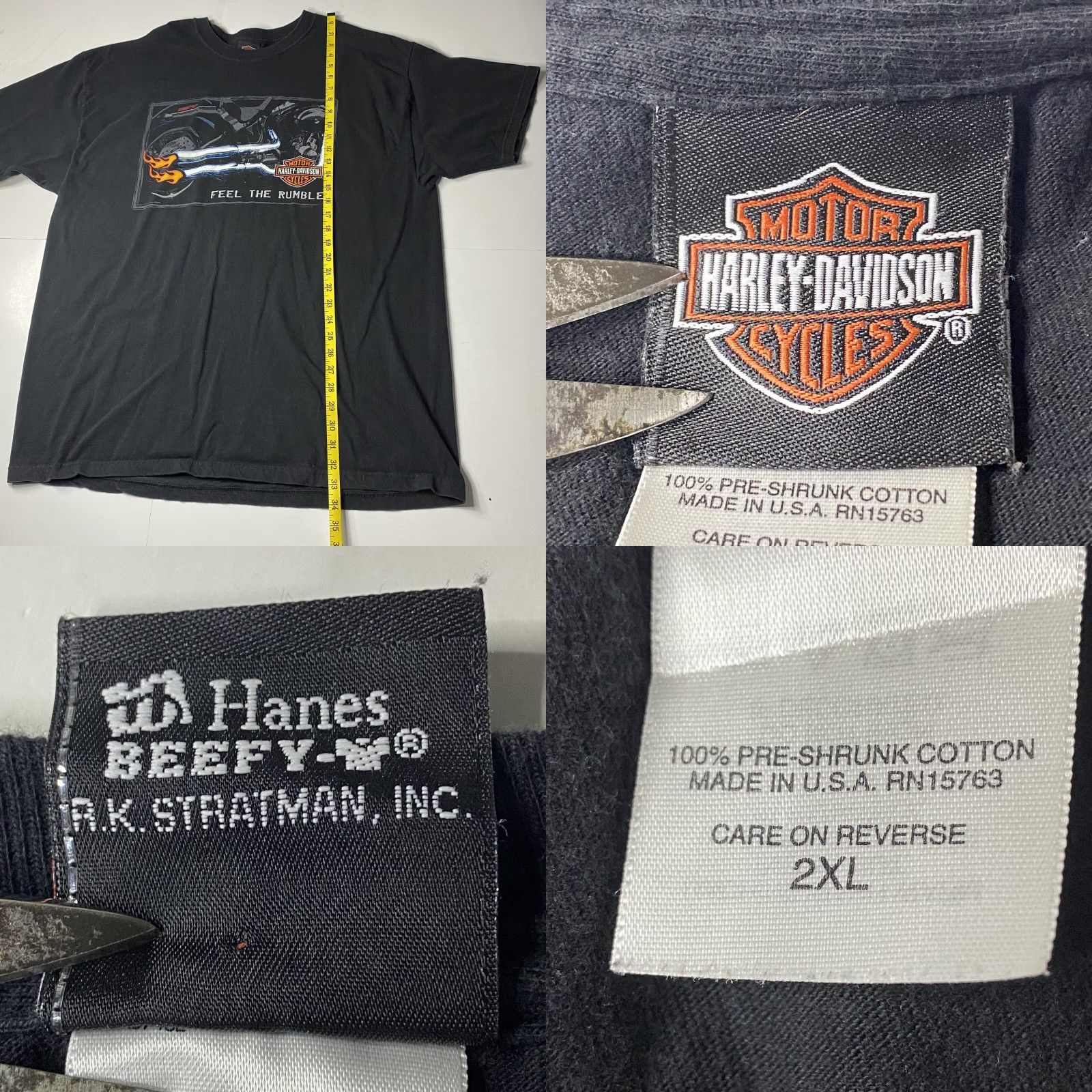Harley Davidson VINTAGE Harley-Davidson Men's T Shirt 2XL Black Graphic Tee USA Made Ocala Florida RARE 1990s Mens Size US XXL / EU 58 / 5 - 8 Thumbnail