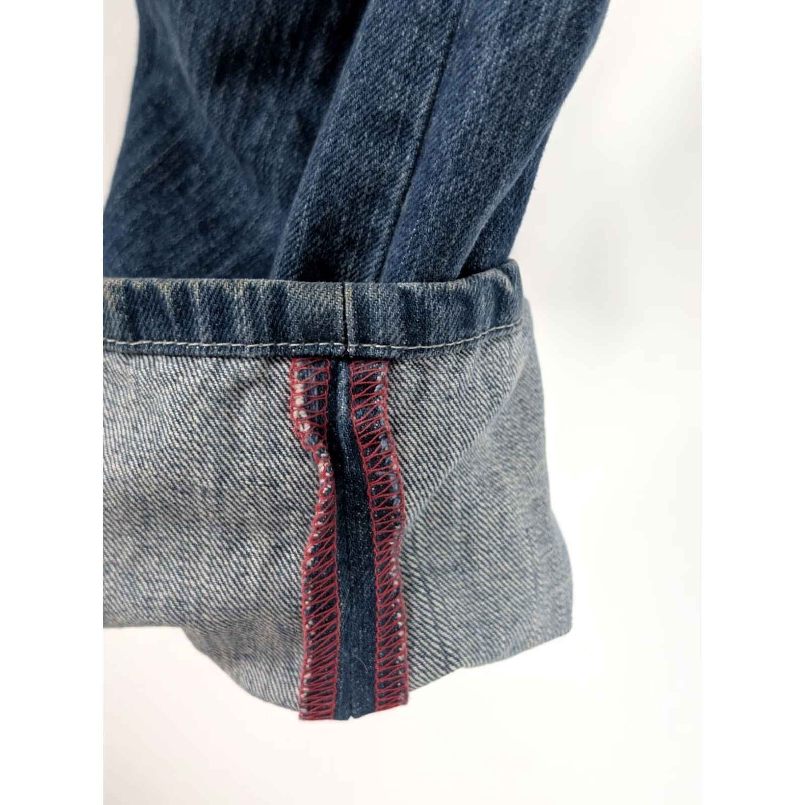 Levi's VINTAGE Levi's RED JEANS Indigo Wash Deconstructed Embroidered Denim 90s Y2K Streetwear Unisex Adult 29x30 Blue Mens Womens Girls Boys Size US 29 - 5 Thumbnail