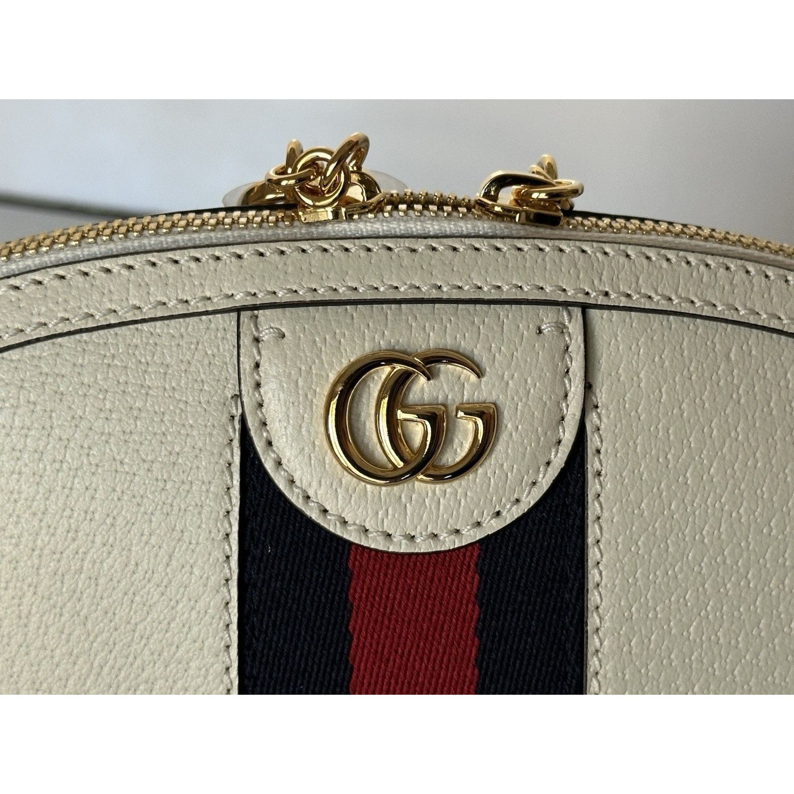 Gucci Gucci Ophidia Leather GG Web White Small Shoulder Bag 719881 Size ONE SIZE - 10 Thumbnail