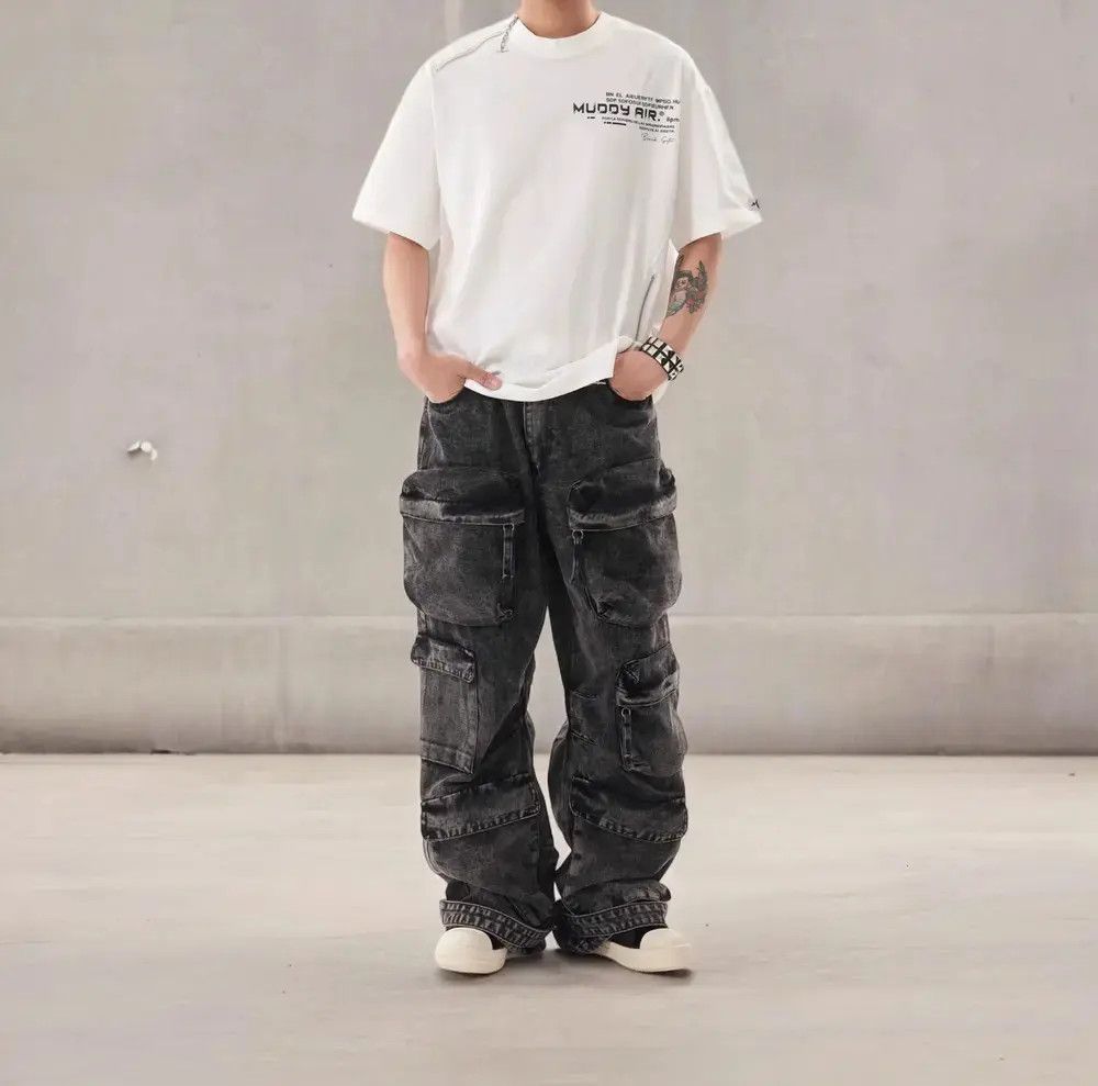Japanese Brand × Jean Washed Cargo Denim Jeans Size US 34 / EU 50 - 4 Thumbnail