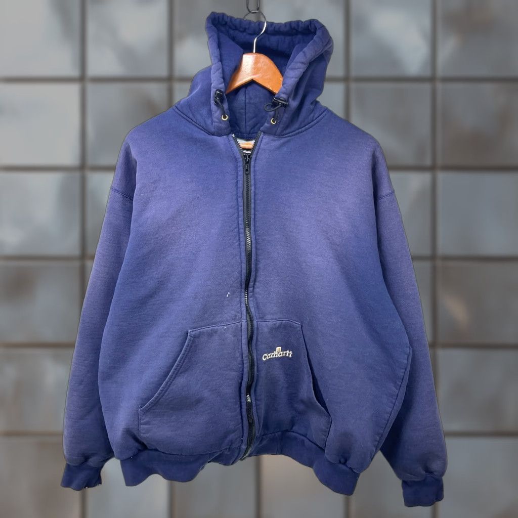 Nike VINTAGE Carhartt Sun Faded Zip Up Hoodie Large Thermal Shirt Mens 90s Logo Pockets Corduroy Size US L / EU 52-54 / 3 - 1 Thumbnail