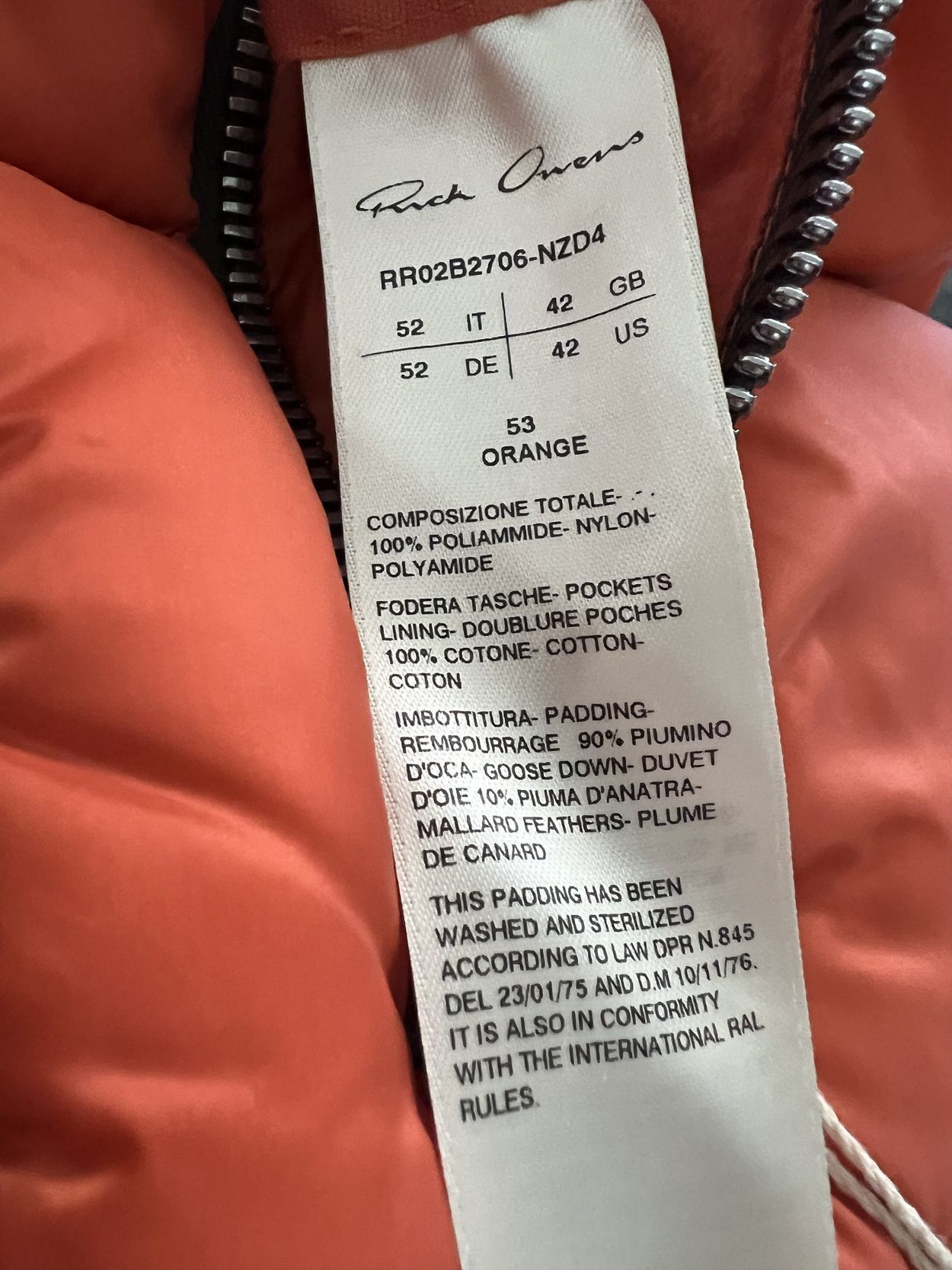 Rick Owens Orange Jacket Sleeveless Runway FW22 Jumbo Gimp Down Size US L / EU 52-54 / 3 - 12 Thumbnail