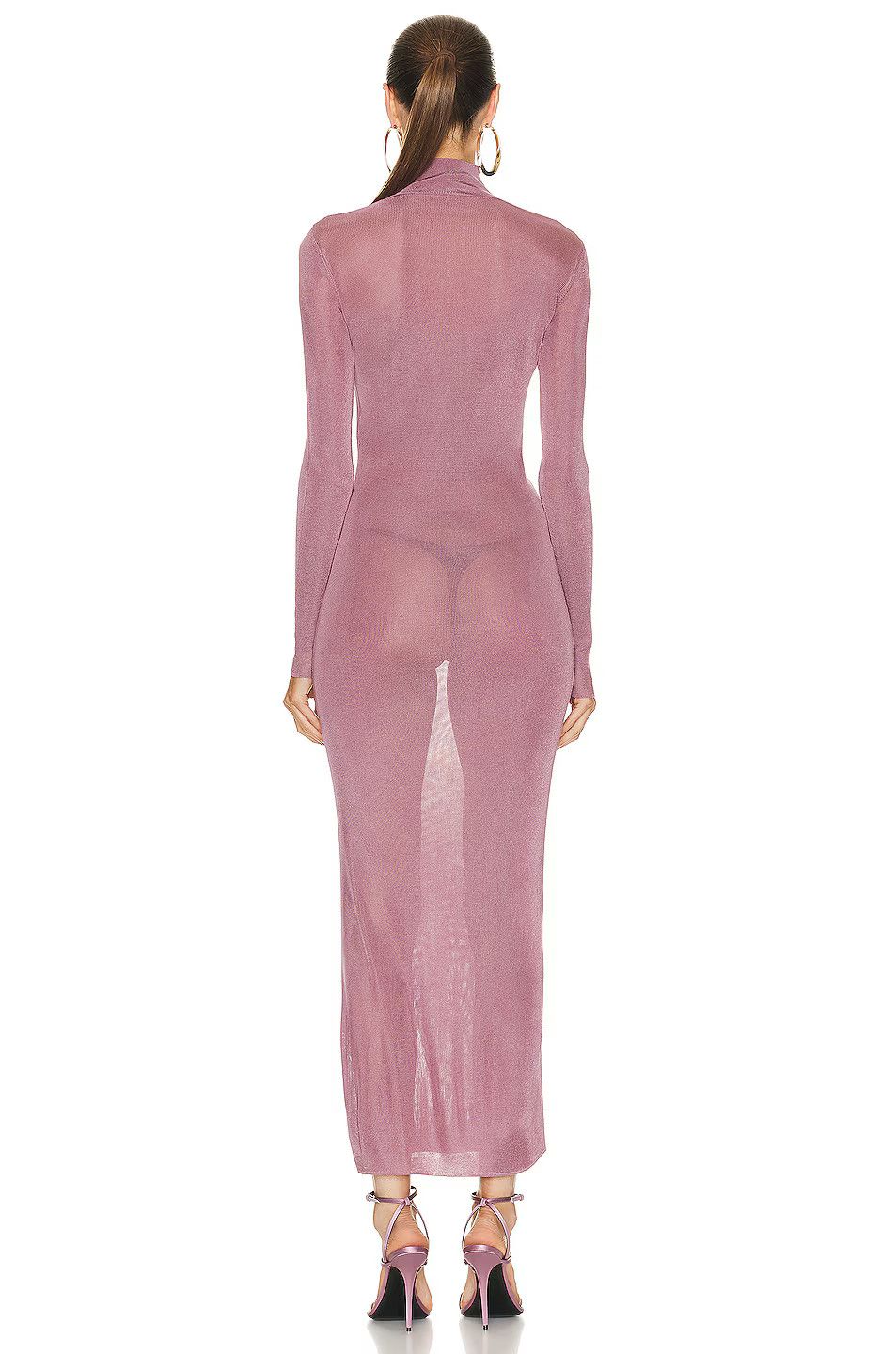 Saint Laurent Paris o1tp1o1224 Long Dress In Knit in Mauve Size S / US 4 / IT 40 - 3 Thumbnail