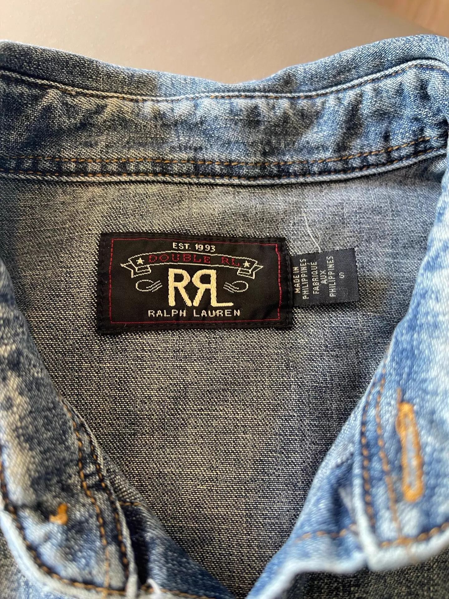 RRL Ralph Lauren RRL Bull Head Heavyweight Denim Shirt S Size Natural Wash Size US S / EU 44-46 / 1 - 3 Thumbnail