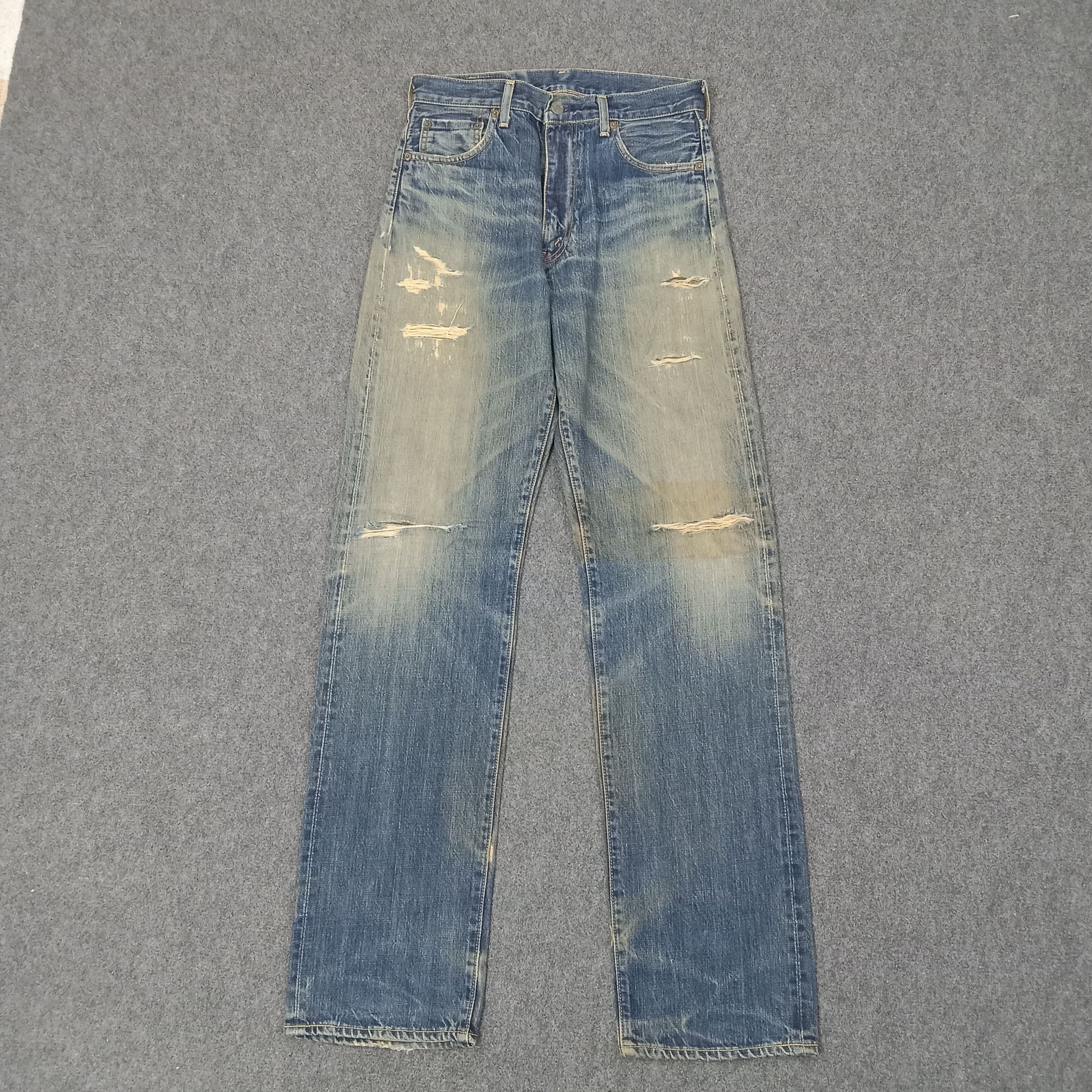 Levi's Levi's 502 Selvedge Distressed Denim Jeans C258N13 Size US 29 - 1 Thumbnail