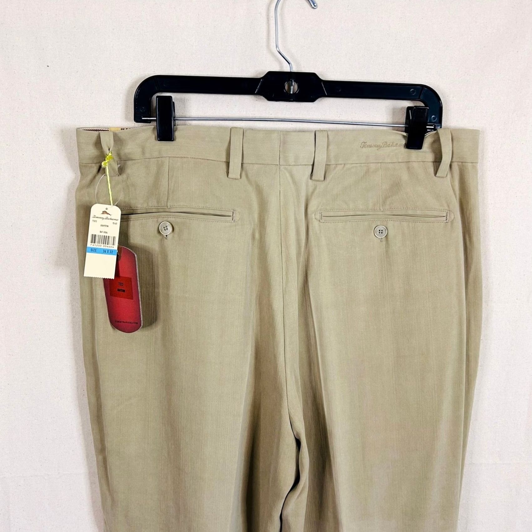 Tommy Bahama Tommy Bahama Grayston Silk Bamboo Blend Beige Pleated Pants 36x32 Mini Herringbone Size ONE SIZE - 6 Thumbnail