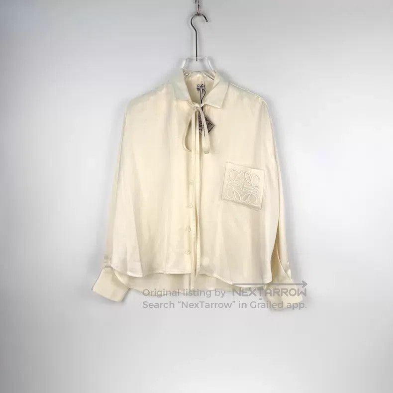 Loewe Loewe Champagne color embroidered big logo satin shirt Size XS / US 0-2 / IT 36-38 - 3 Thumbnail