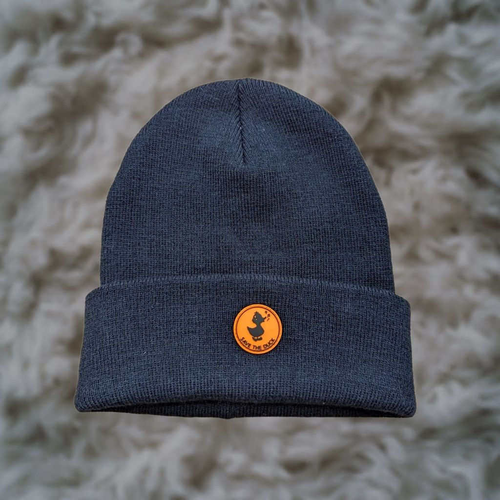 Save The Duck Save the Duck Beanie Hat One Size Cuffed Stretch Blue Knit Unisex Adults Mens Womens Boys Girls Fashion Cap Size ONE SIZE - 1 Thumbnail