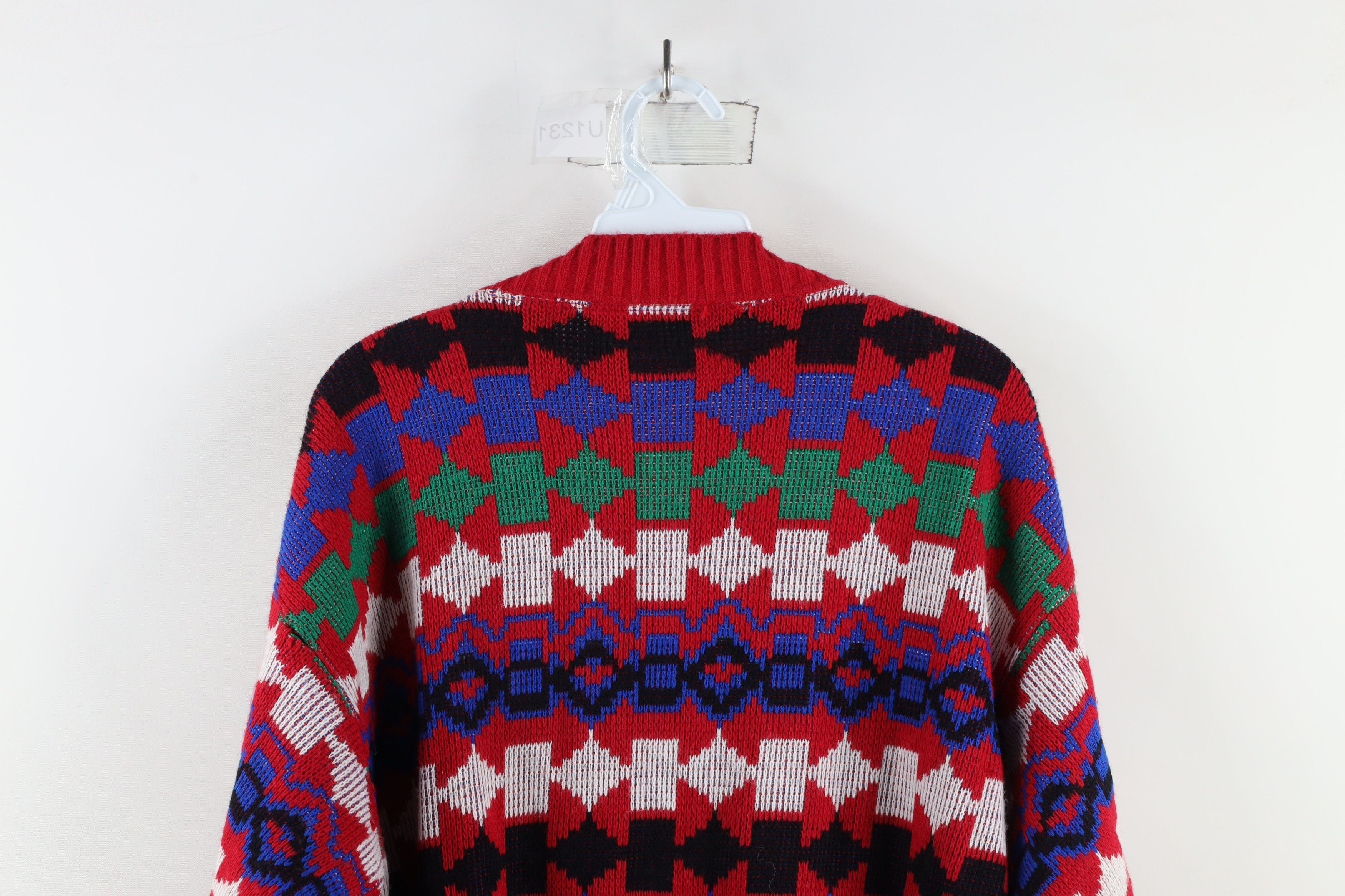Vintage Vintage 90s Streetwear Geometric Knit Cardigan Sweater USA Size M / US 6-8 / IT 42-44 - 7 Thumbnail
