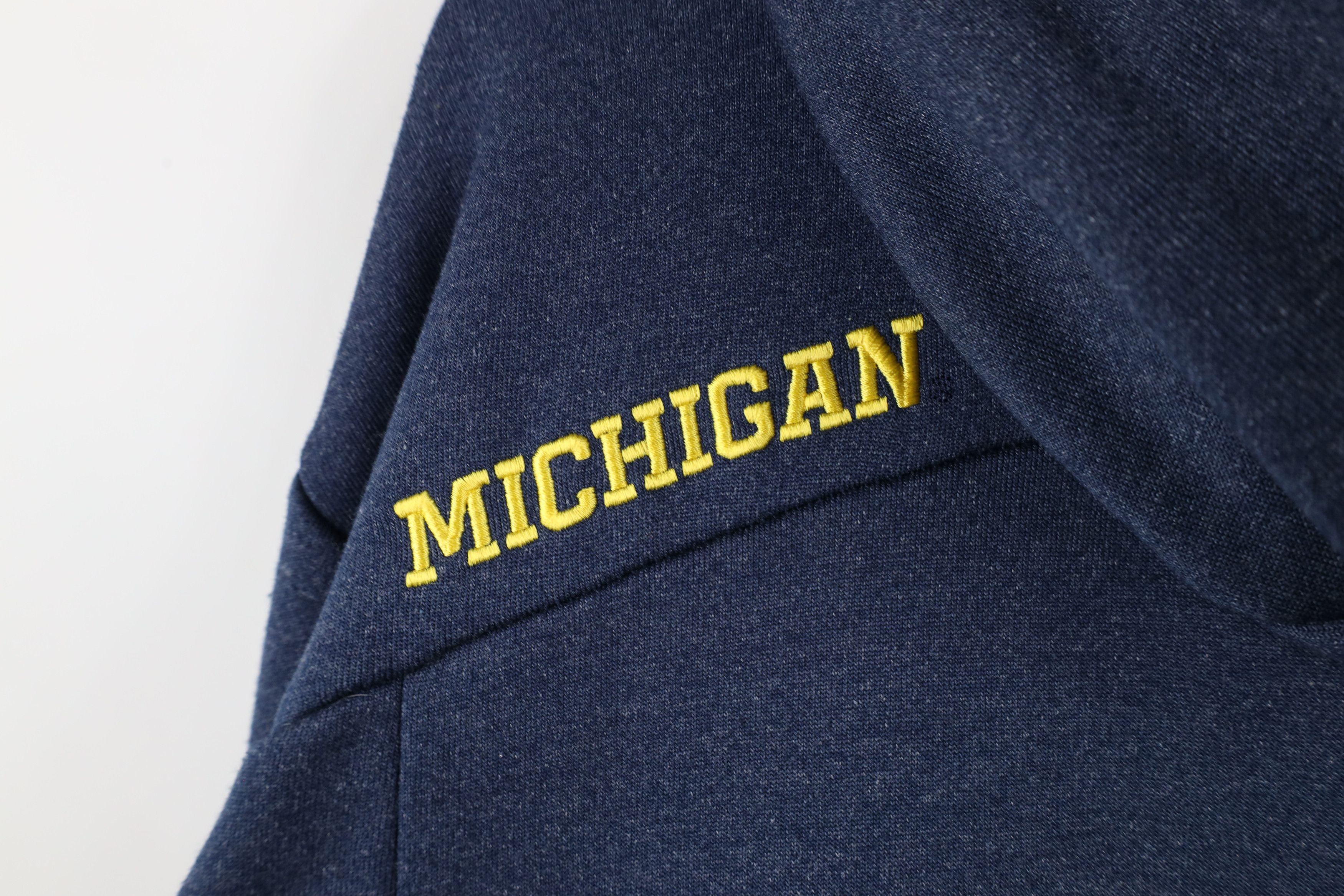 Adidas × Vintage Adidas University of Michigan Football Half Zip Hoodie Blue Size US L / EU 52-54 / 3 - 12 Thumbnail