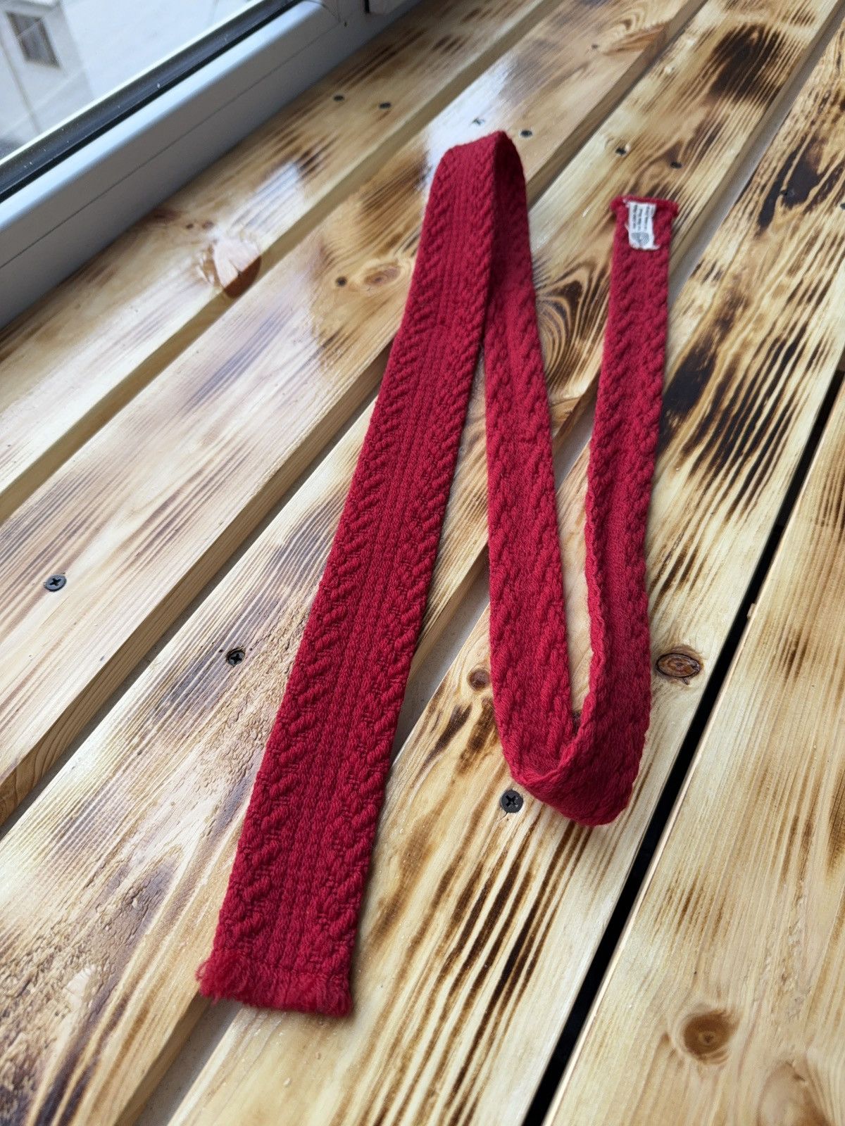 Japanese Brand Vintage 70s Archive Red Knit Wool Tie Ivy Preppy Classic Size ONE SIZE - 2 Thumbnail