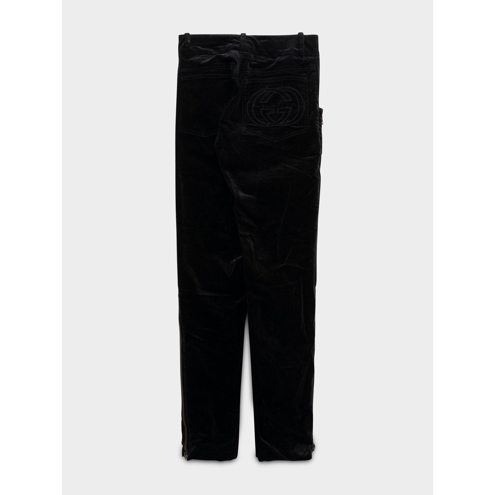 Gucci FW03 Tom Ford Velvet Zipper Pants Size US 26 / EU 42 - 2 Thumbnail