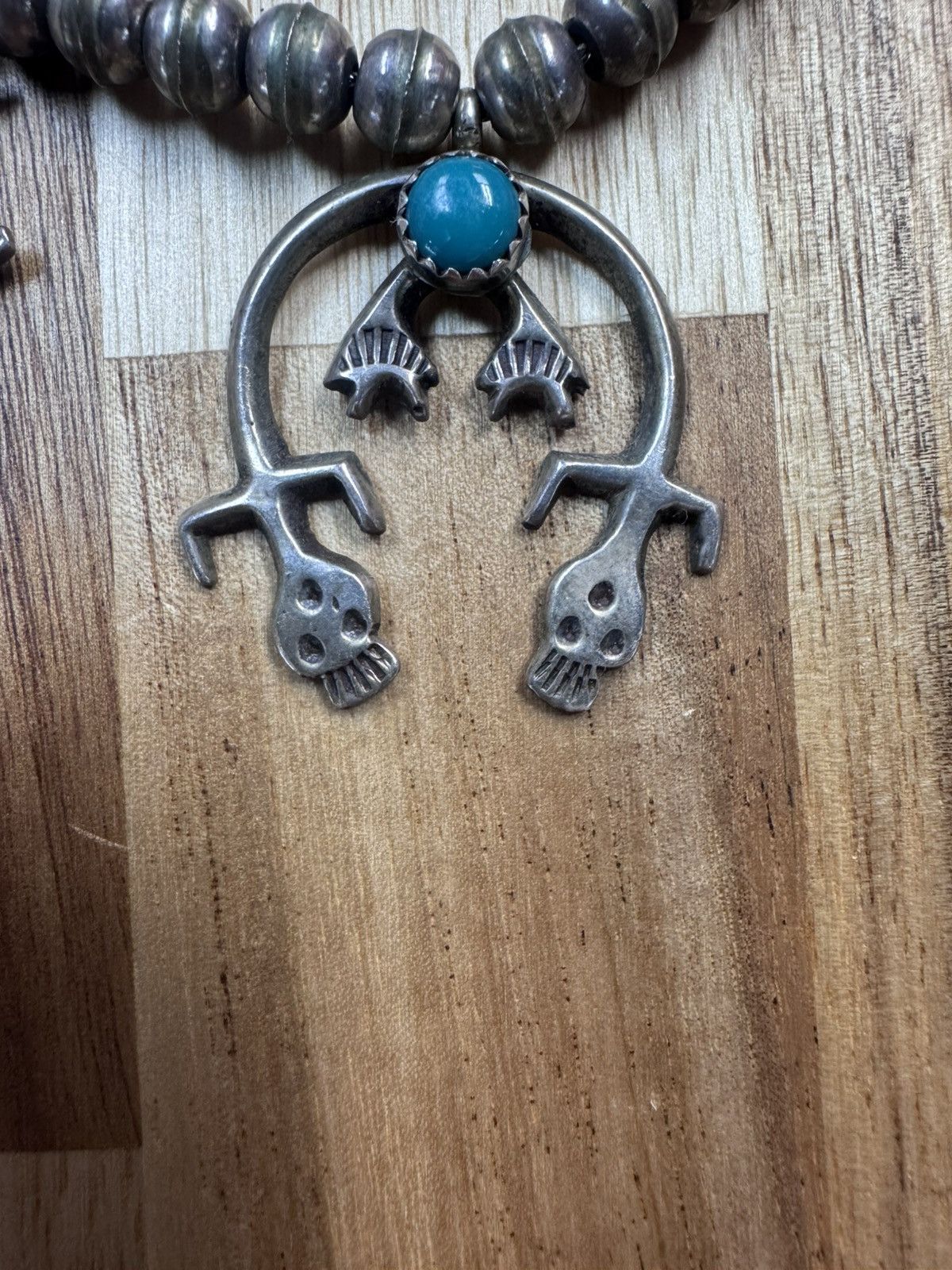 Other Navajo Squash Blossom Necklace Silver and Turquoise Necklace Size ONE SIZE - 3 Thumbnail