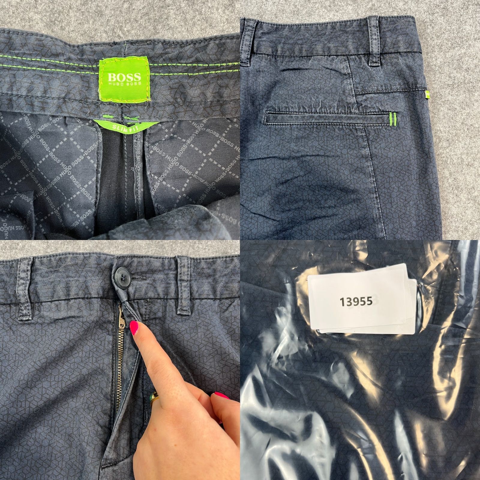 Hugo Boss Hugo Boss Mens Chino Trousers Pants Slim Tapered 32 Blue Modern Geometric Chino Trousers Slim 32 Mens Blue Size US 32 / EU 48 - 8 Thumbnail