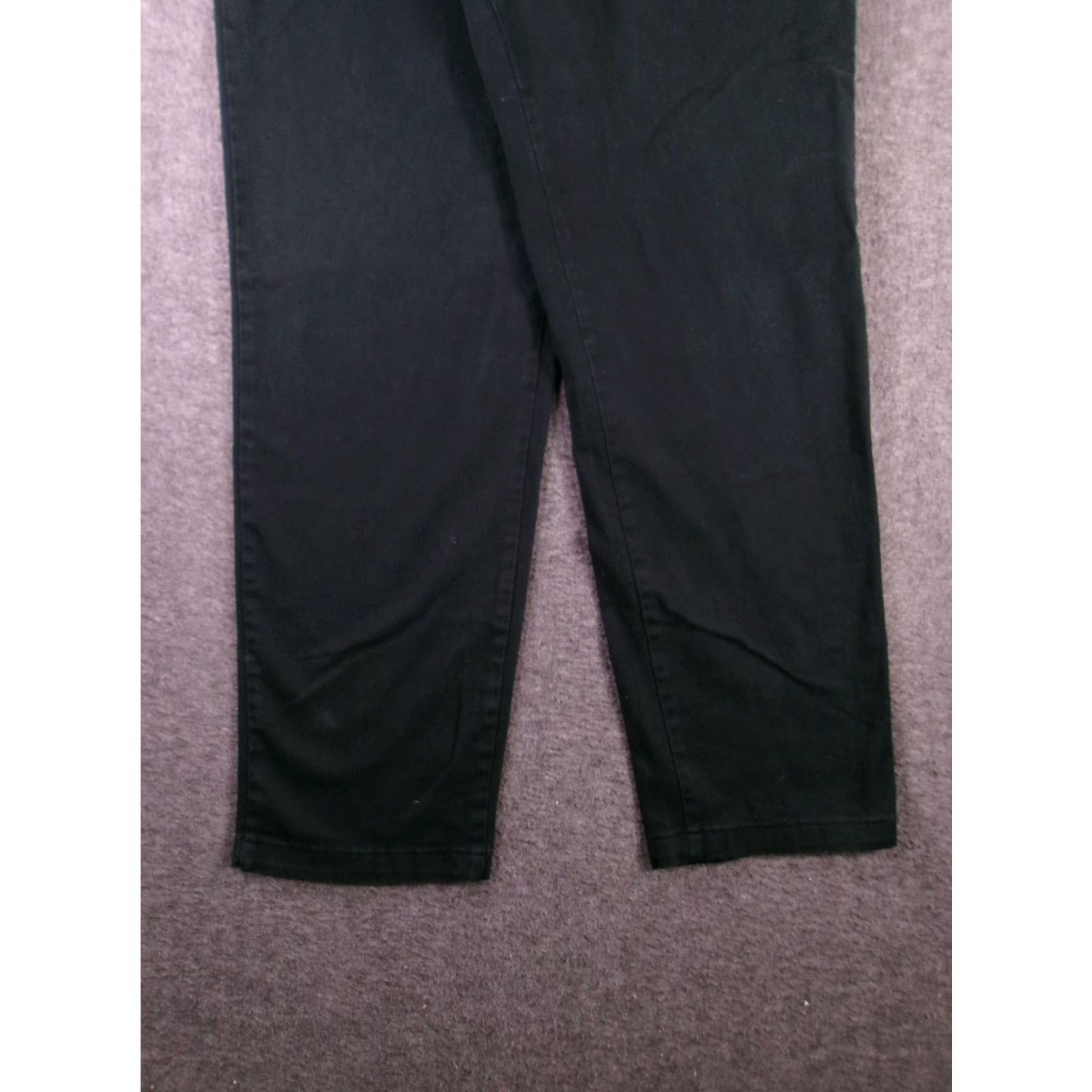 Lee Lee Pants Womens 12 Black Cotton Stretch Tapered Ankle Flat Front Casual Chino Size 34" / US 12 / IT 48 - 3 Thumbnail
